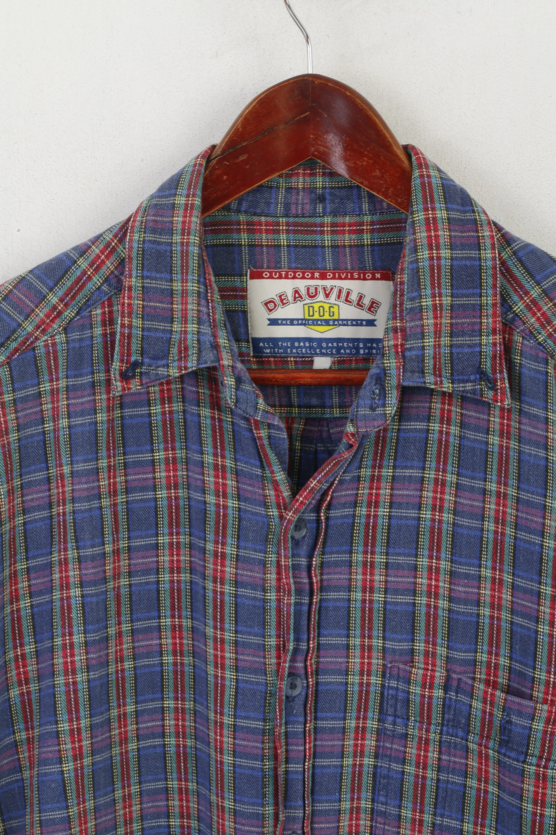 Deauville Dog Men XL Casual Shirt Blue Cotton Check Vintage Outdoor Division Top - Image 2