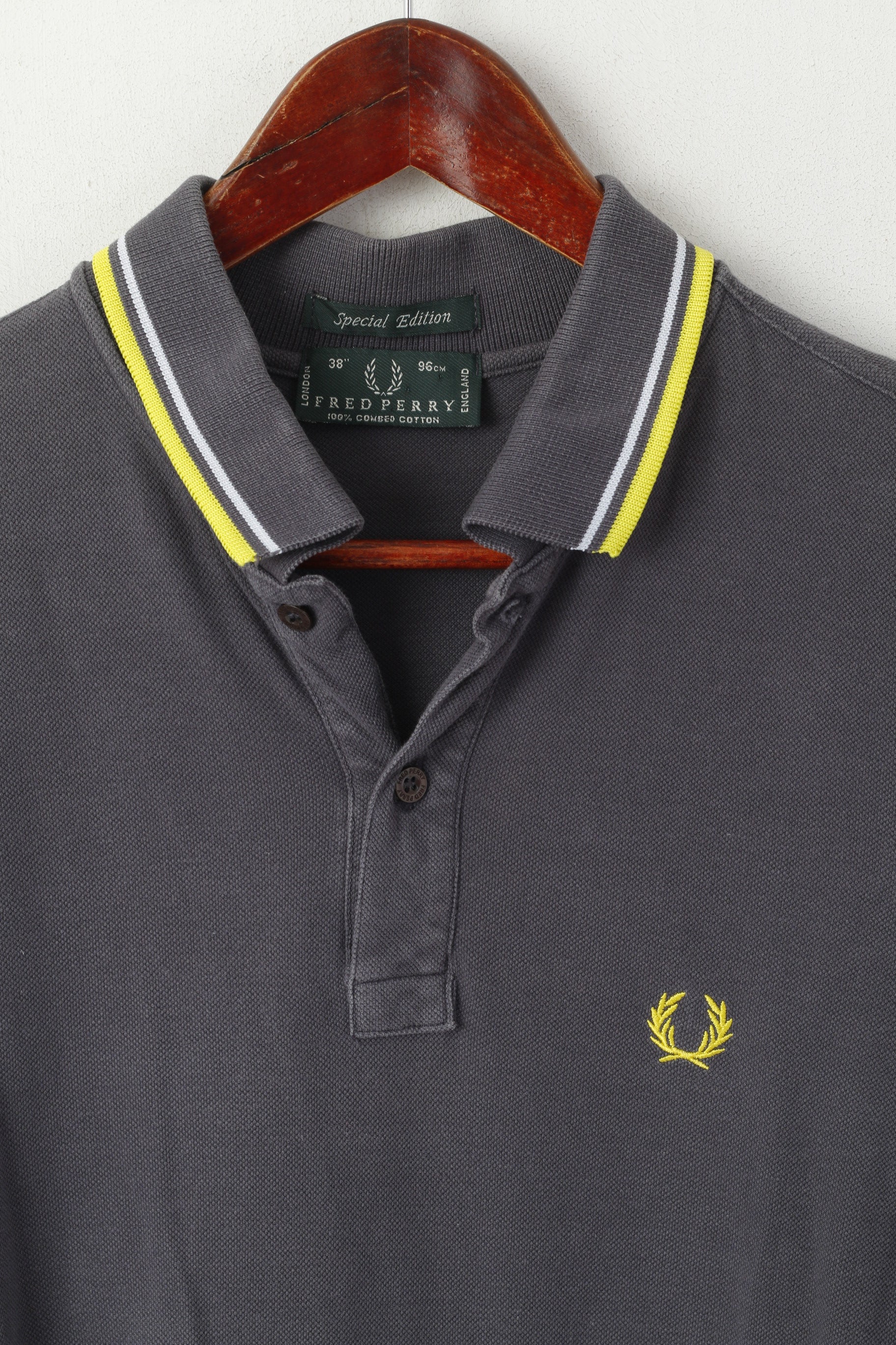 Fred Perry Men 38 XS Polo Shirt Grey Cotton Special Edition Italy Classic Top - Image 2