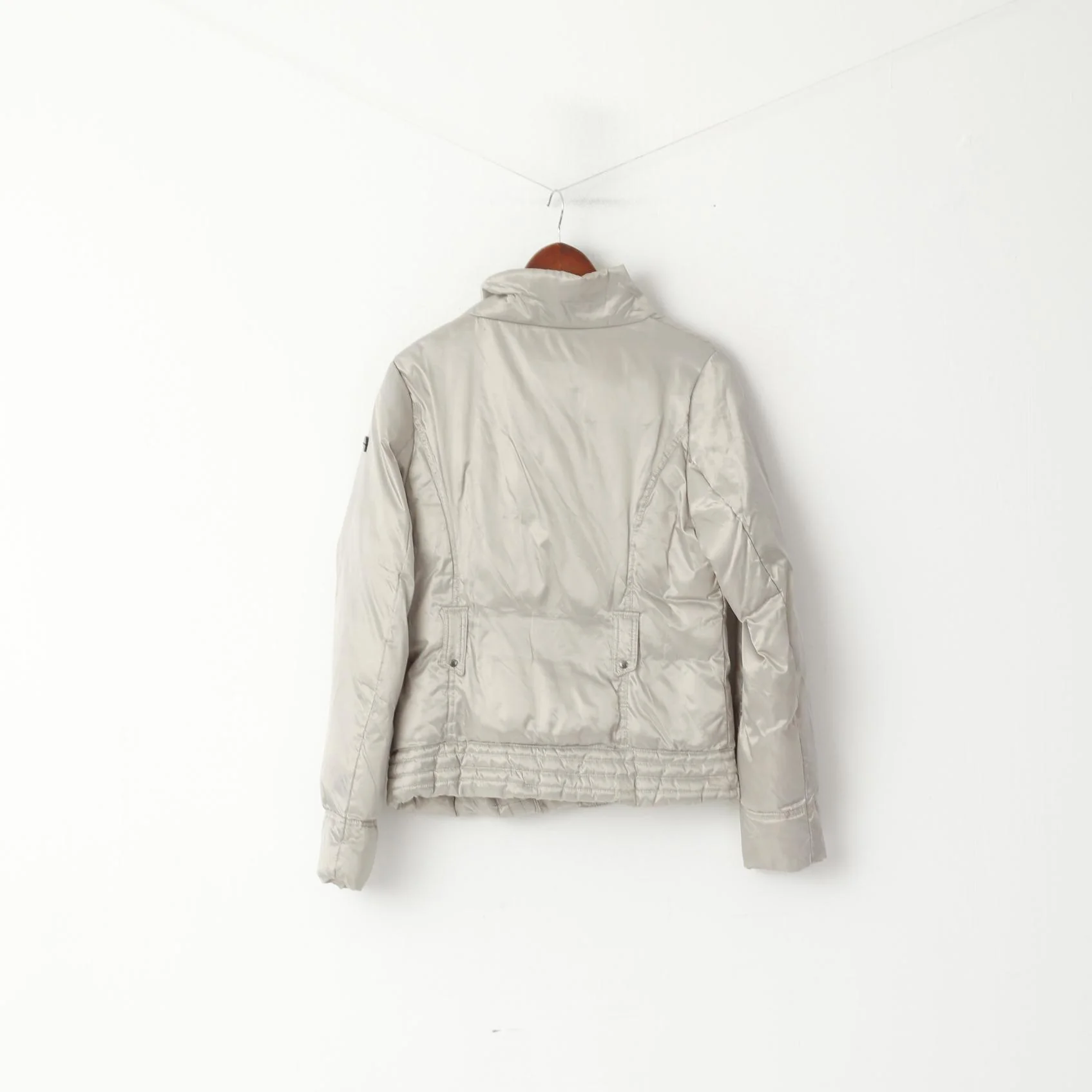 Broadway Women 38 M Jacket Silver Padded Shiny Full Zipper Casual Top - Image 6