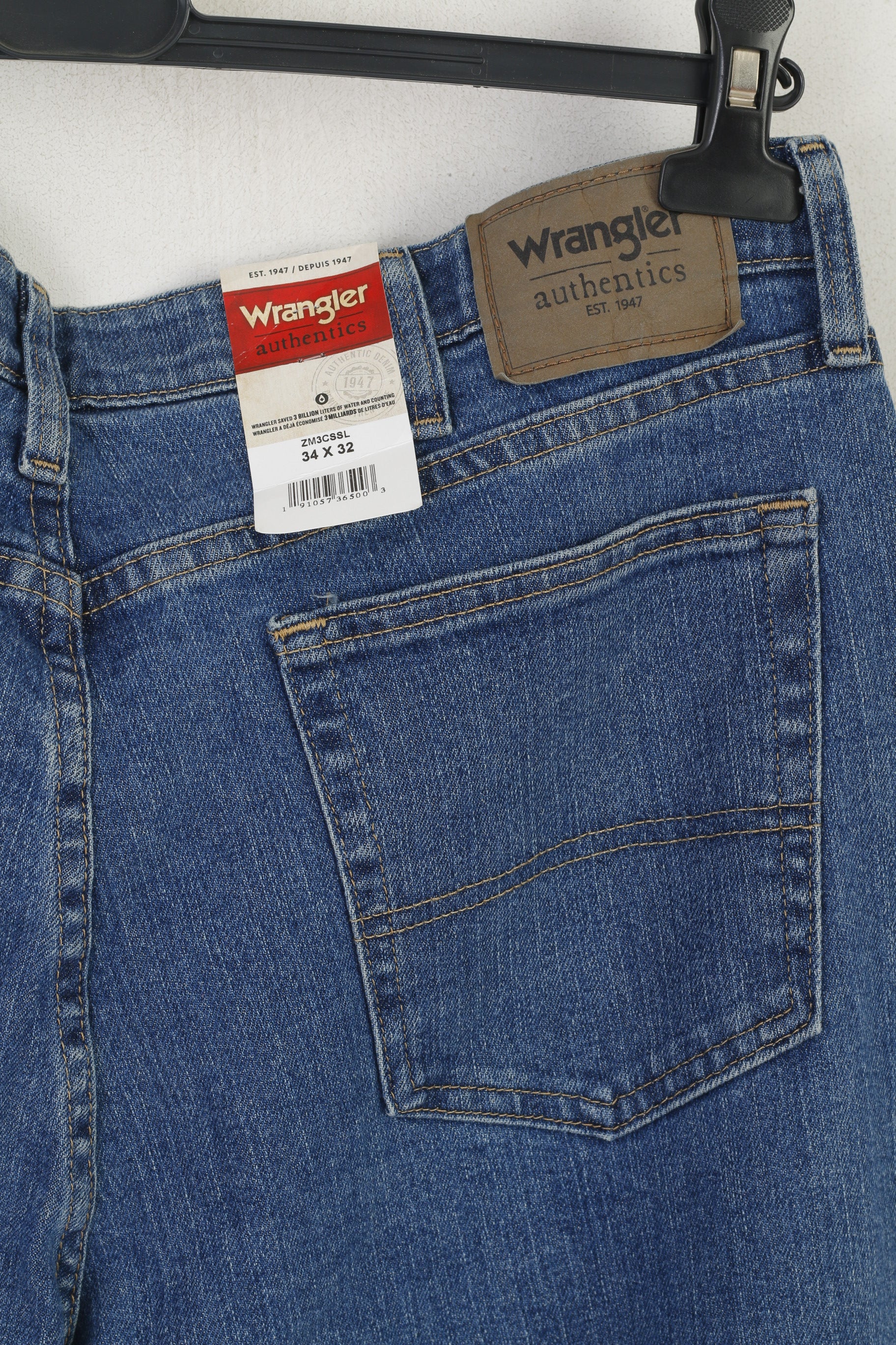 New Wrangler Authentics Men 34 Jeans Trousers Blue Denim Straight Pants - Image 6