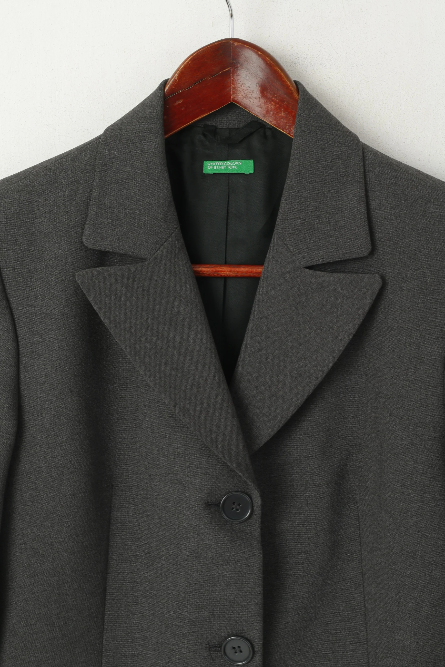 United Colors Of Benetton Women 40 XS Blazer Gray Single Breasted Italy Jacket - Image 2