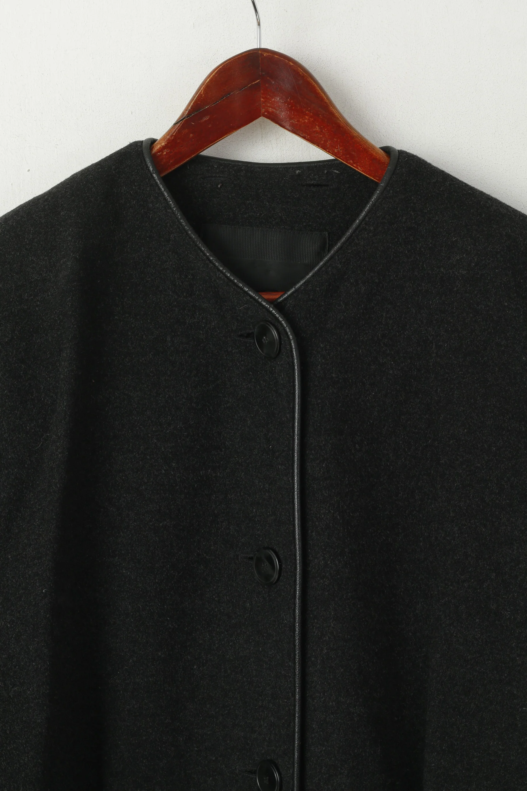 Danwear Women 12 38 Long Coat Grey Wool Cashmere Blend Vintage Classic Top - Image 2