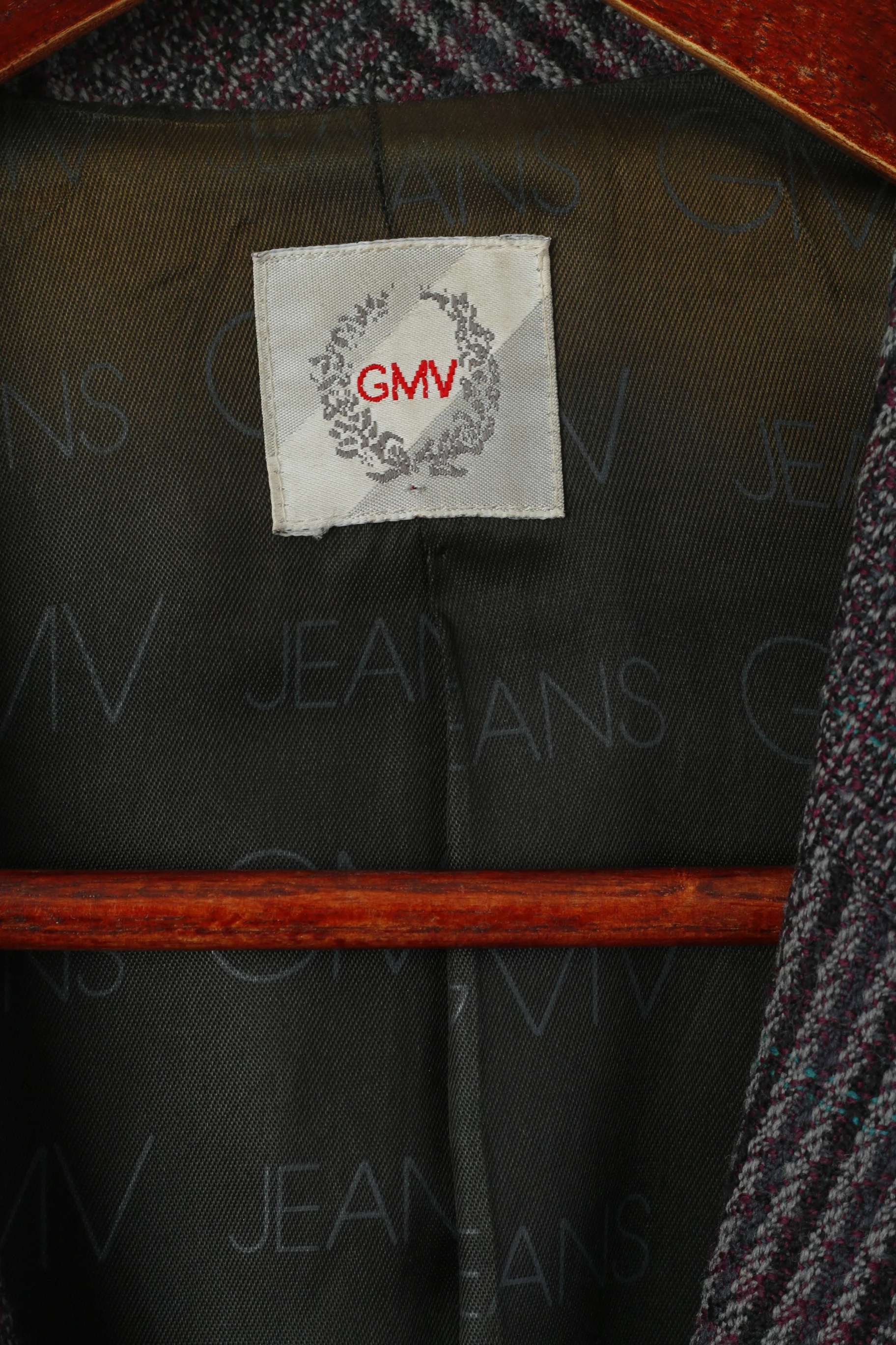 GMV Jeans Women M Blazer Purple Grey Check Vintage Single Breasted Jacket - Image 4