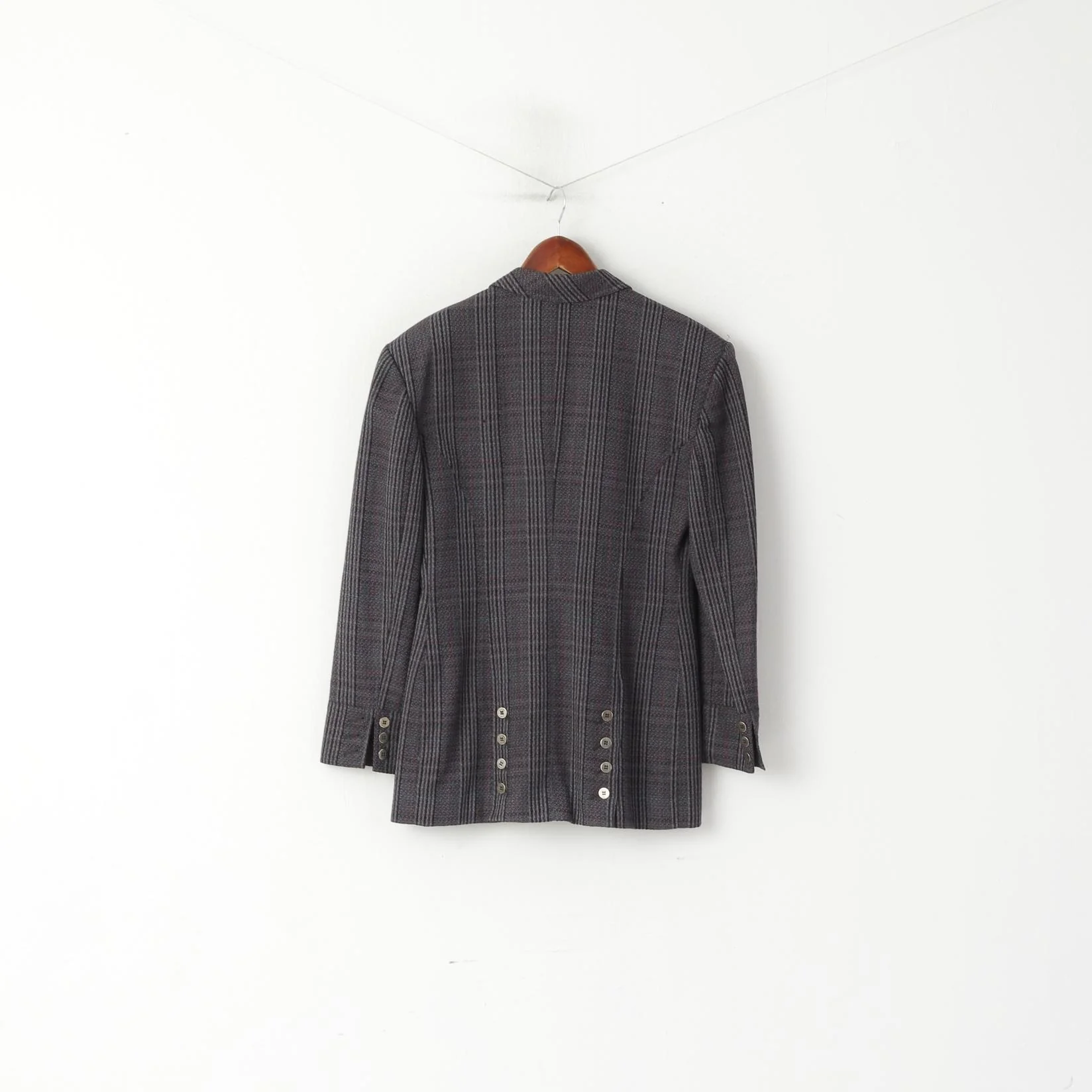 GMV Jeans Women M Blazer Purple Grey Check Vintage Single Breasted Jacket - Image 6