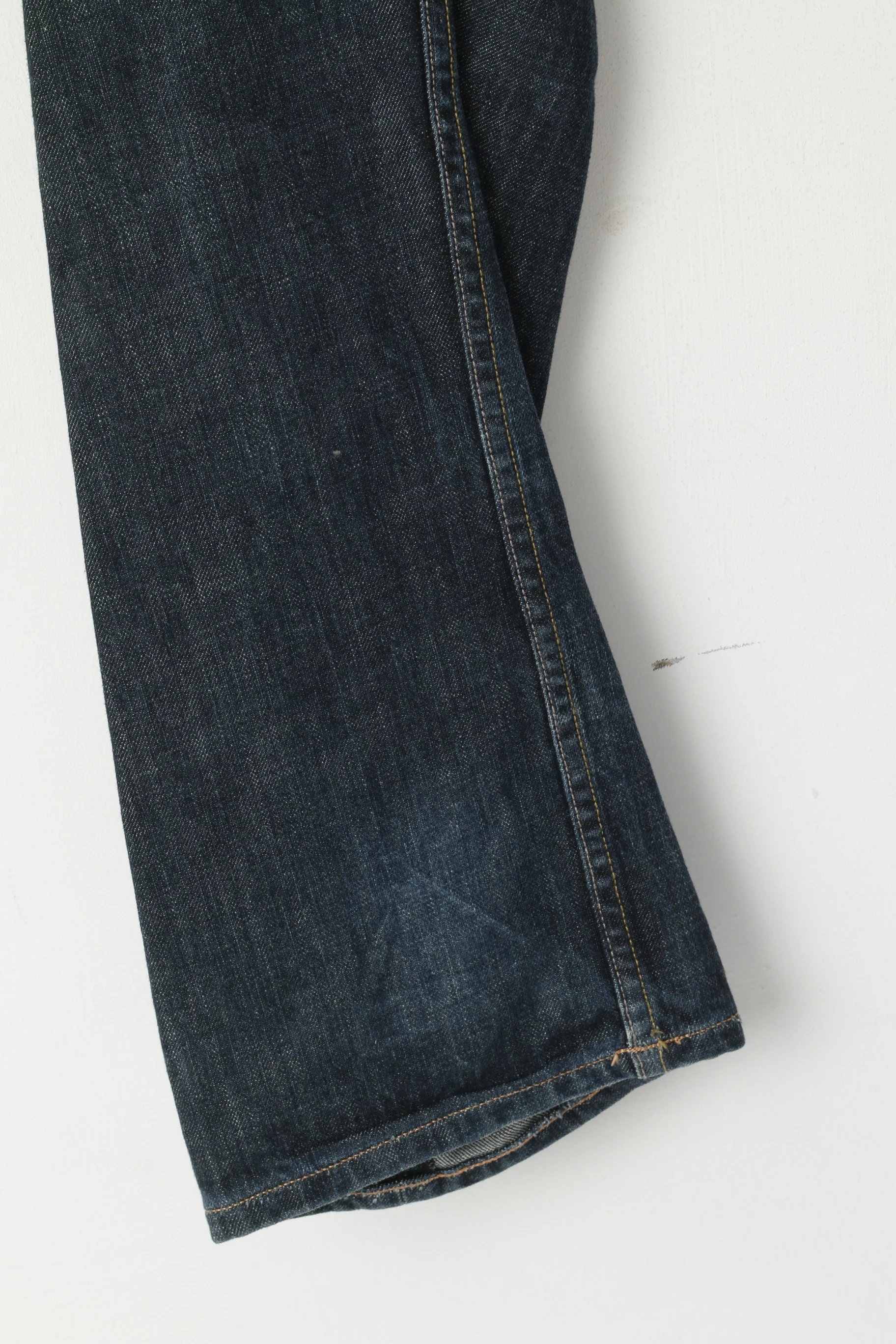 Allsaints Men 34 Trousers Navy Cotton Denim Jeans Resin Runner Pants - Image 5
