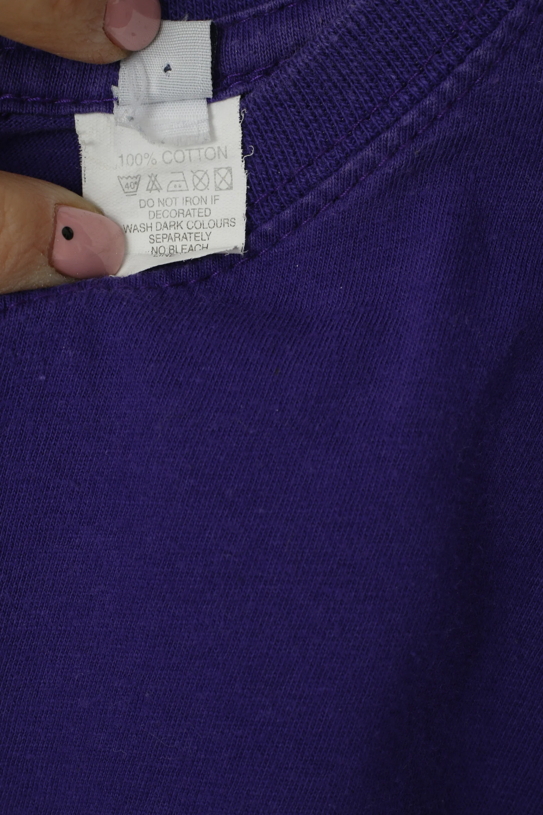 Armani Jeans Men L (M) Shirt Purple Cotton Graphic Slim Fit Crew Neck Top - Image 4