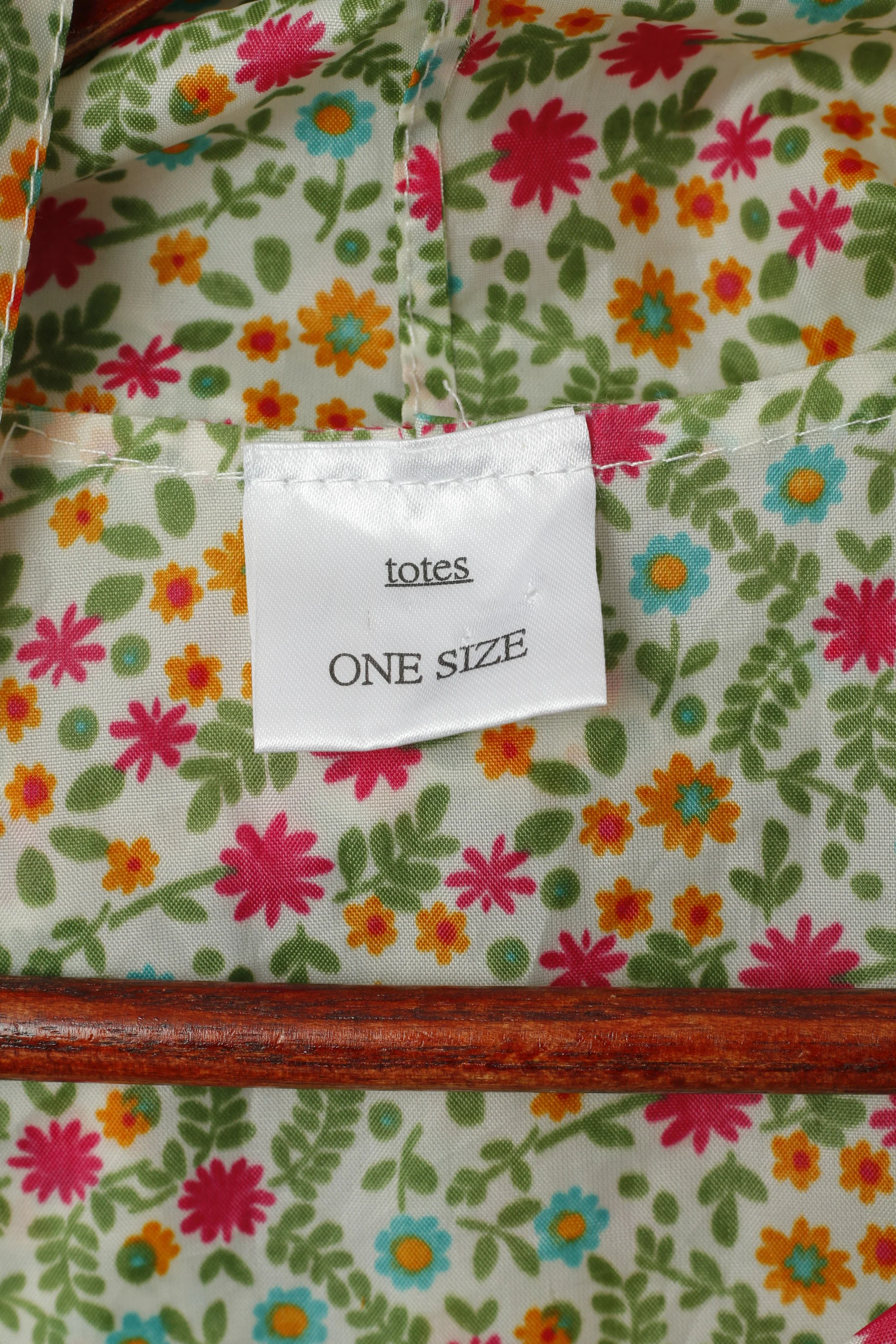 Totes Women One Size Poncho Beige Floral Hood One Pocket Lightweight Top - Image 3