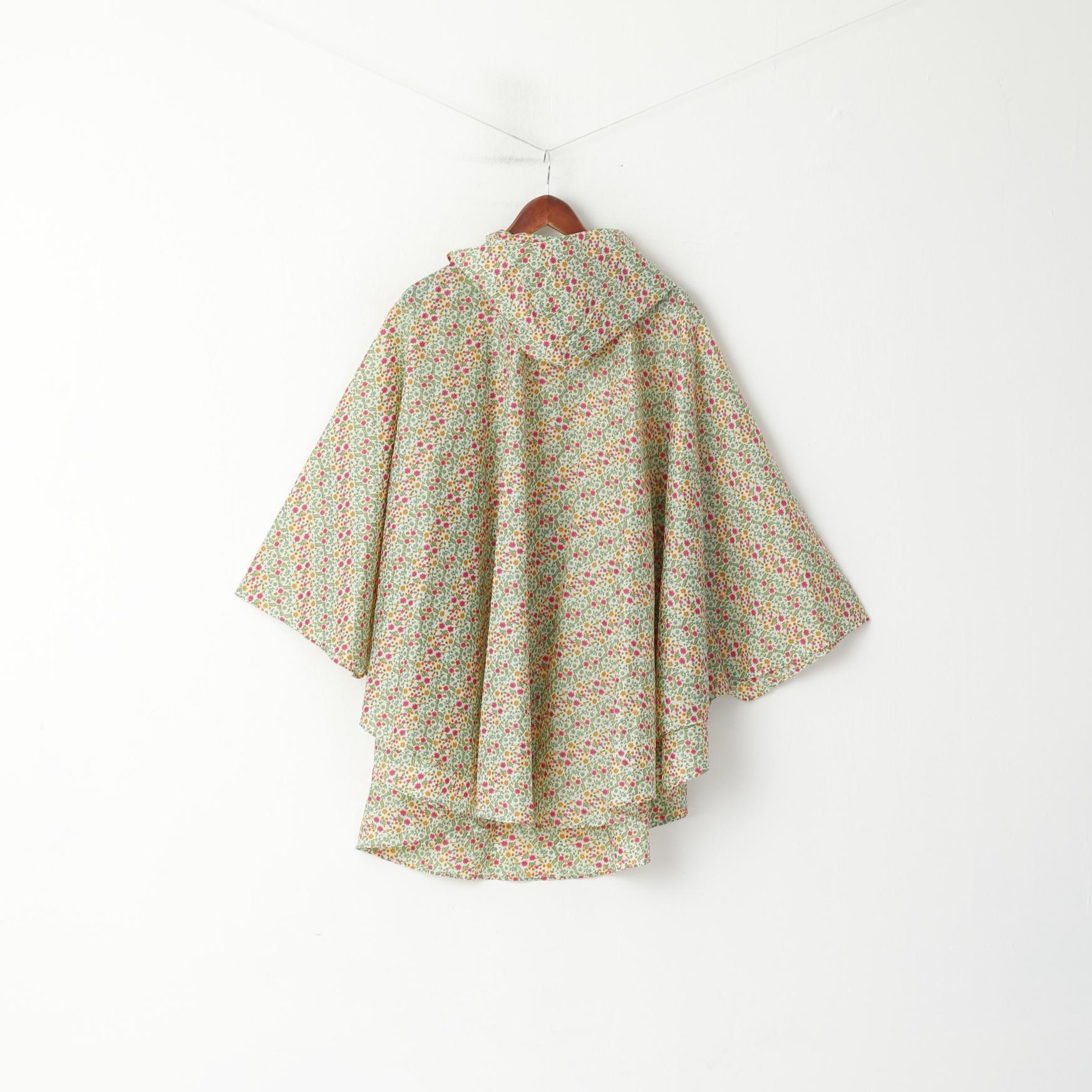 Totes Women One Size Poncho Beige Floral Hood One Pocket Lightweight Top - Image 5