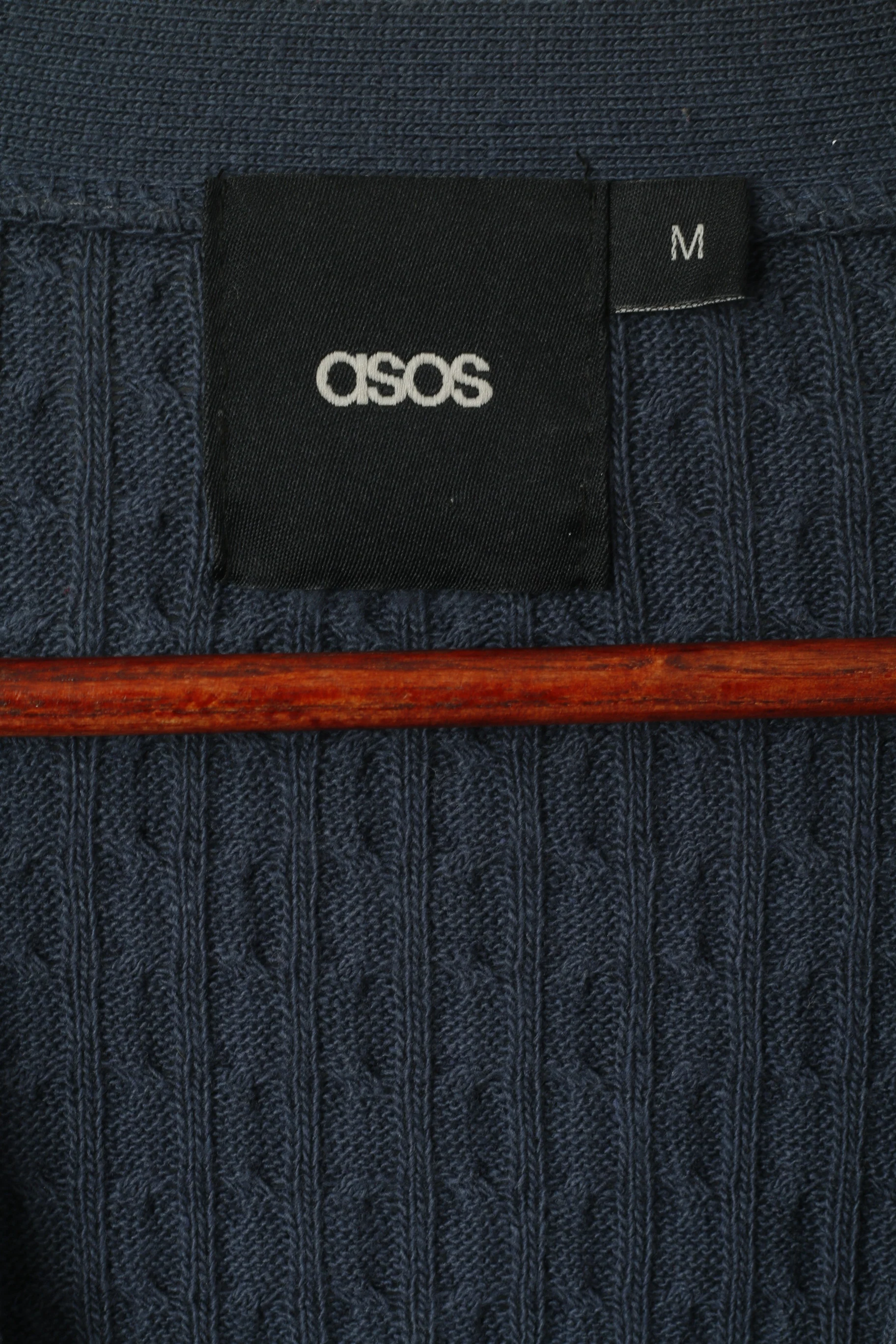 Asos Men M Button Front Cardigan Navy Knit Stretch Soft Cotton Fit Sweater - Image 4