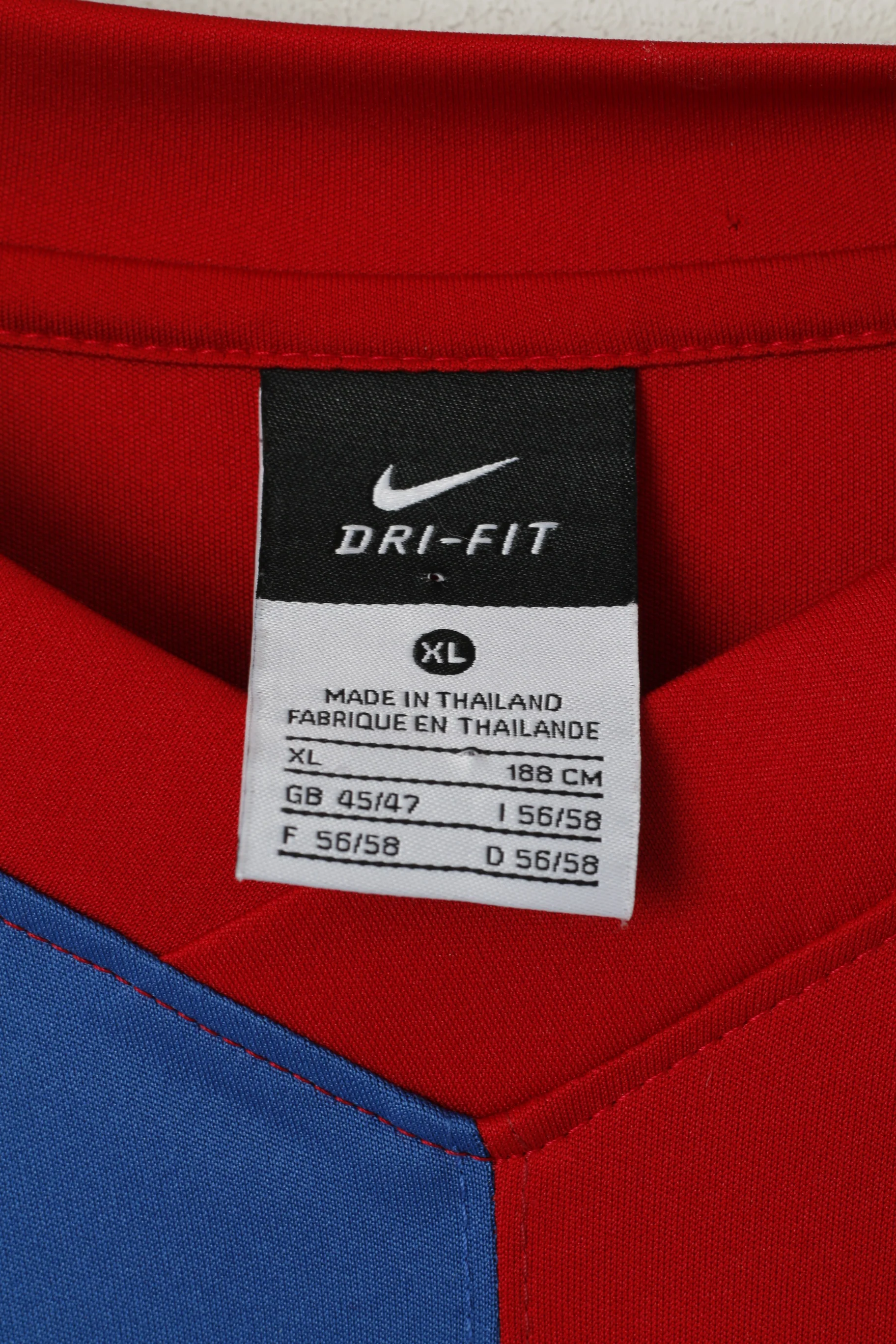 Nike Men XL Shirt Red Blue Vintage Dri-Fit Sportswear Football Long Sleeve Top - Image 5
