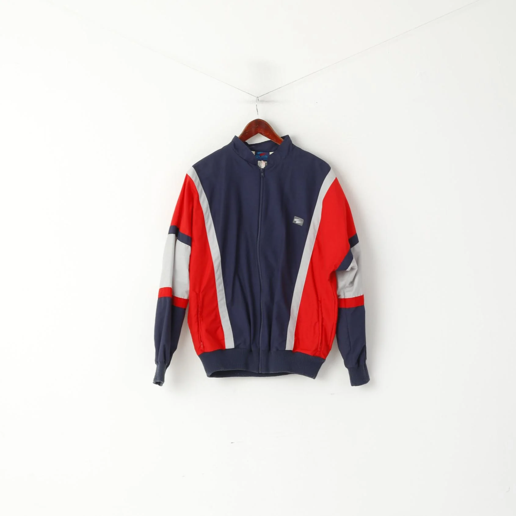 Sportiv Men 54 L Jacket Navy Vintage Sportswear 90s Full Zipper Bomber Top