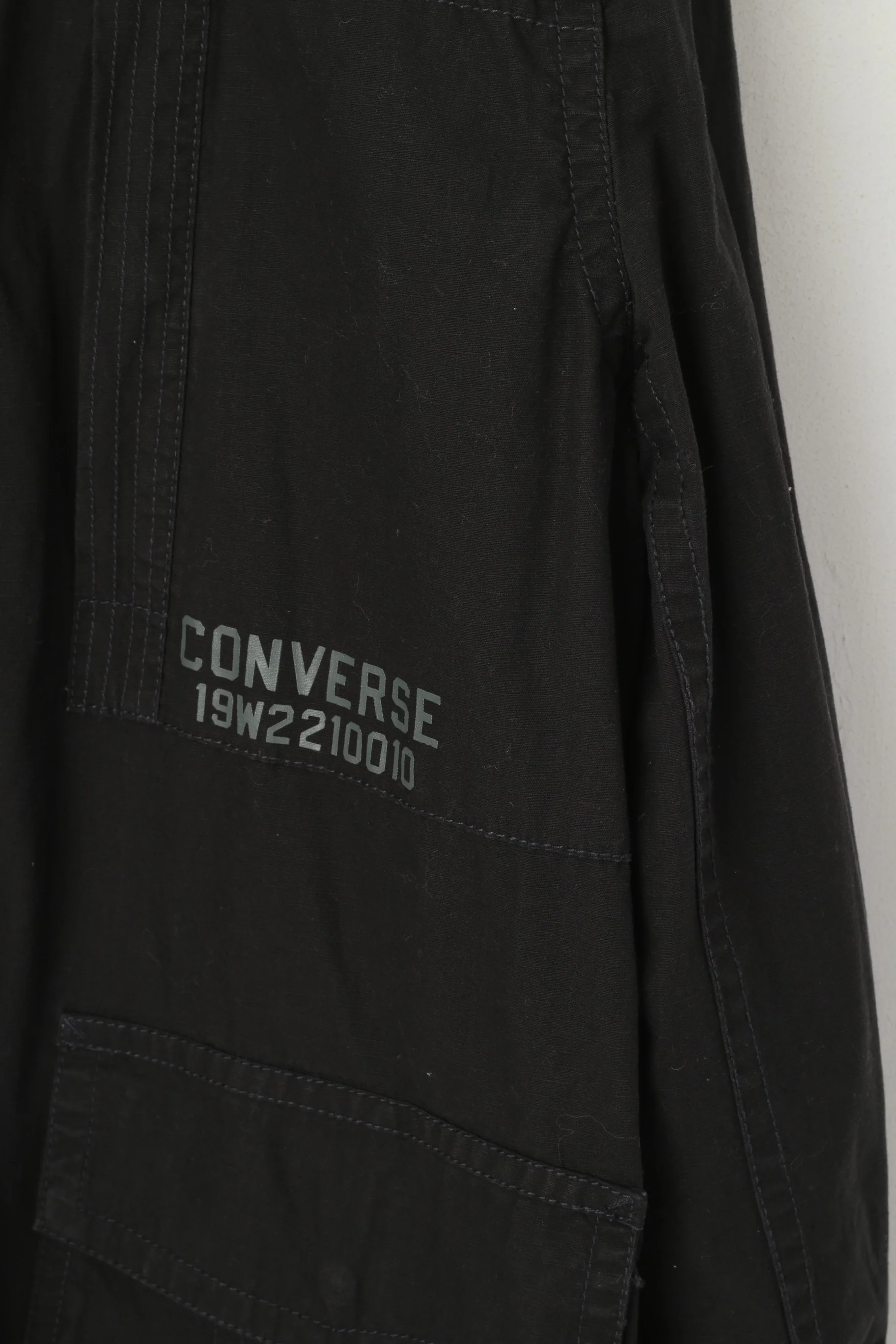 Converse Men XL Jacket Black Cotton Zip Up Pockets Skateboard Casual Lightweight Top - Image 3