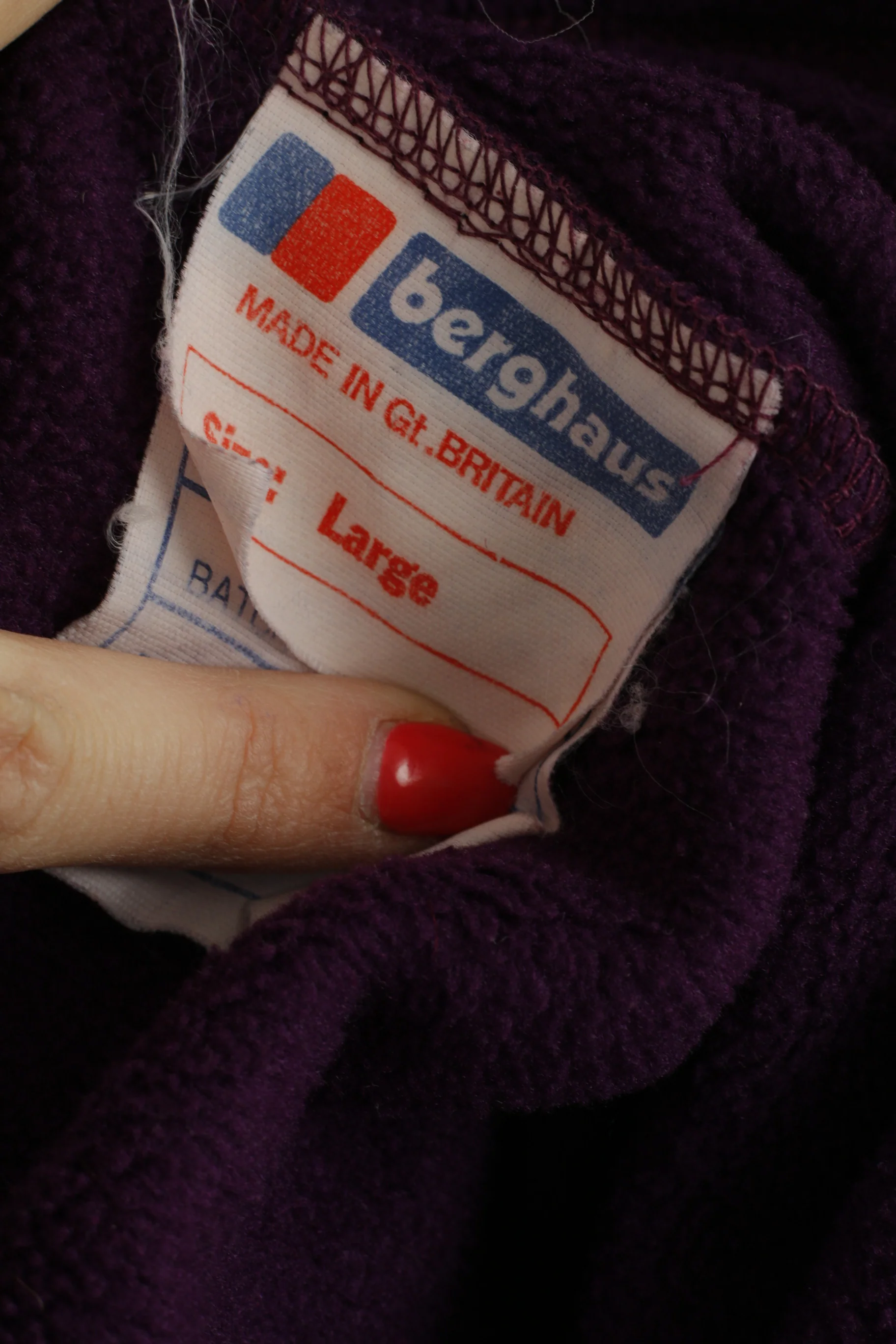 Berghaus Mens L Fleece Top Purple Full Zipper Vintage 90s Outdoor Sweatshirt - Image 4