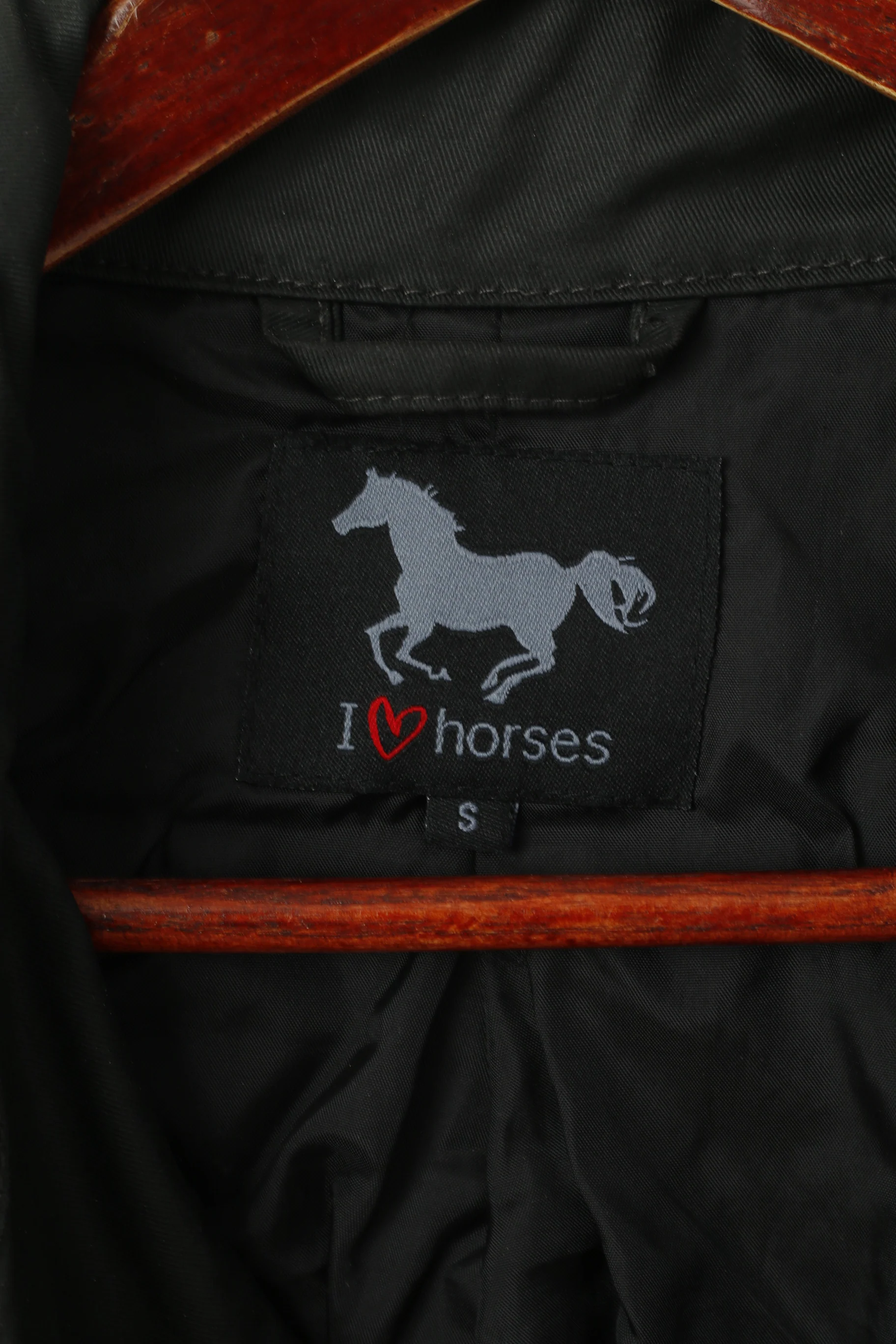 I love Horses Women S Jacket Black Wax Cotton Single Breasted Belted Fit Top - Image 5