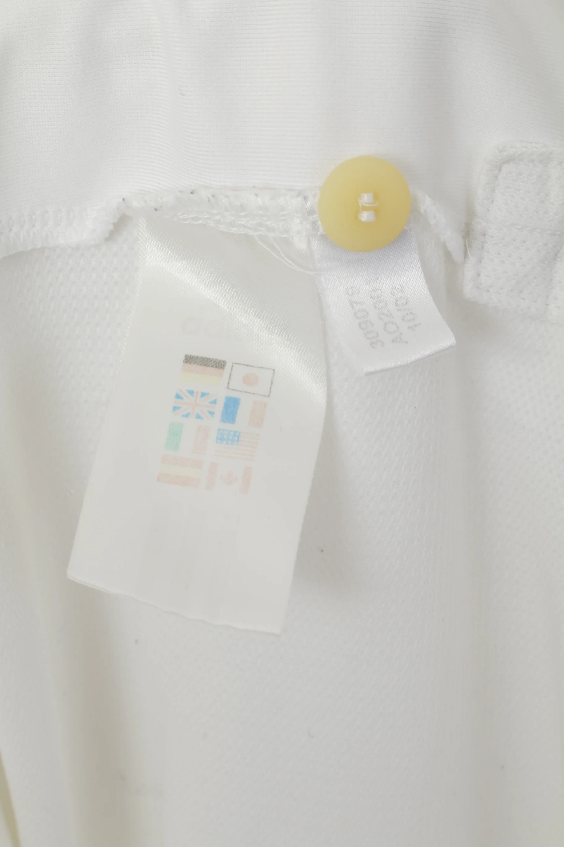 Adidas Men L Polo Shirt White Training Activewear Vintage Sport Jersey Top - Image 4