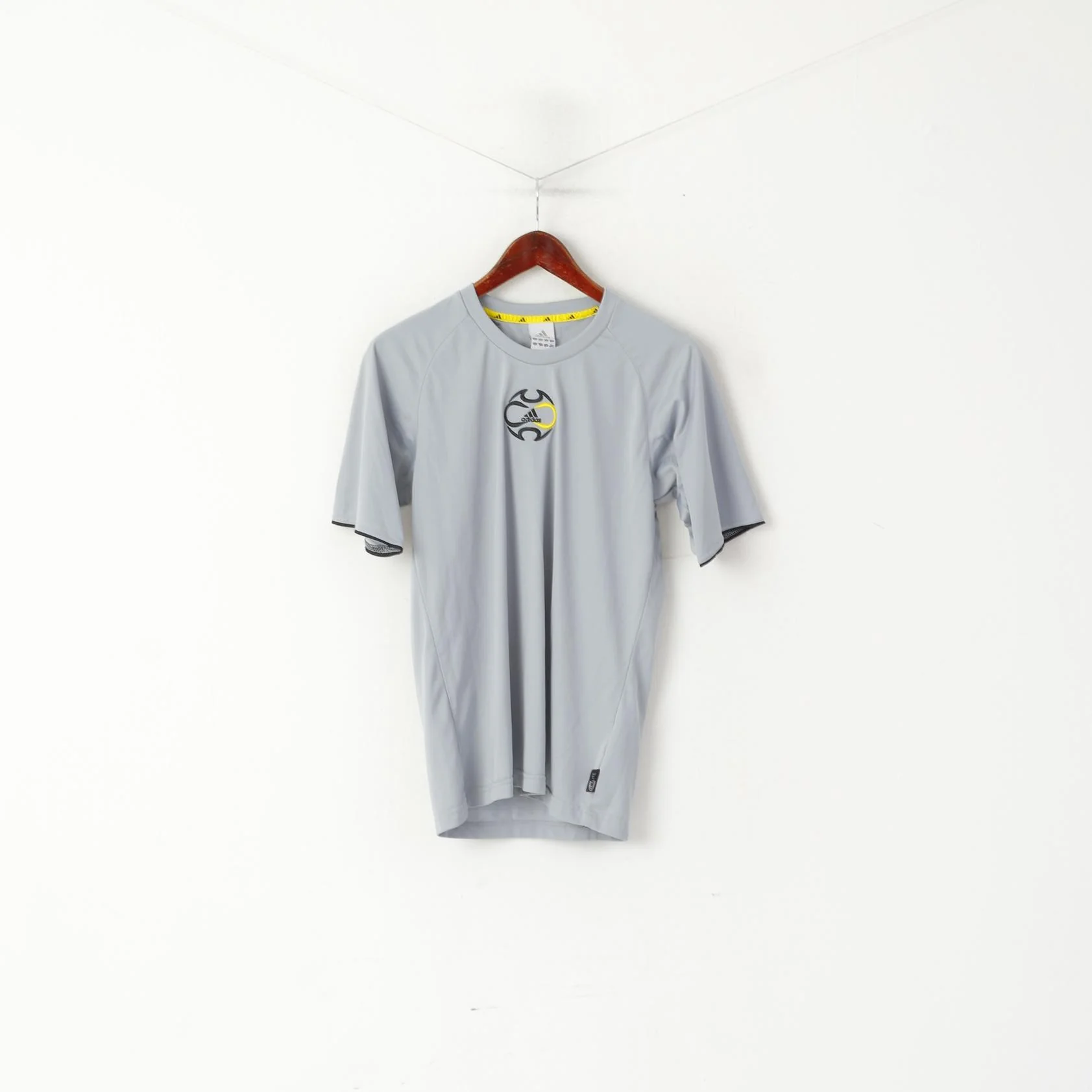 Adidas Men S Shirt Grey Sport Vintage Training Football Climalite Activewear Jersey Top