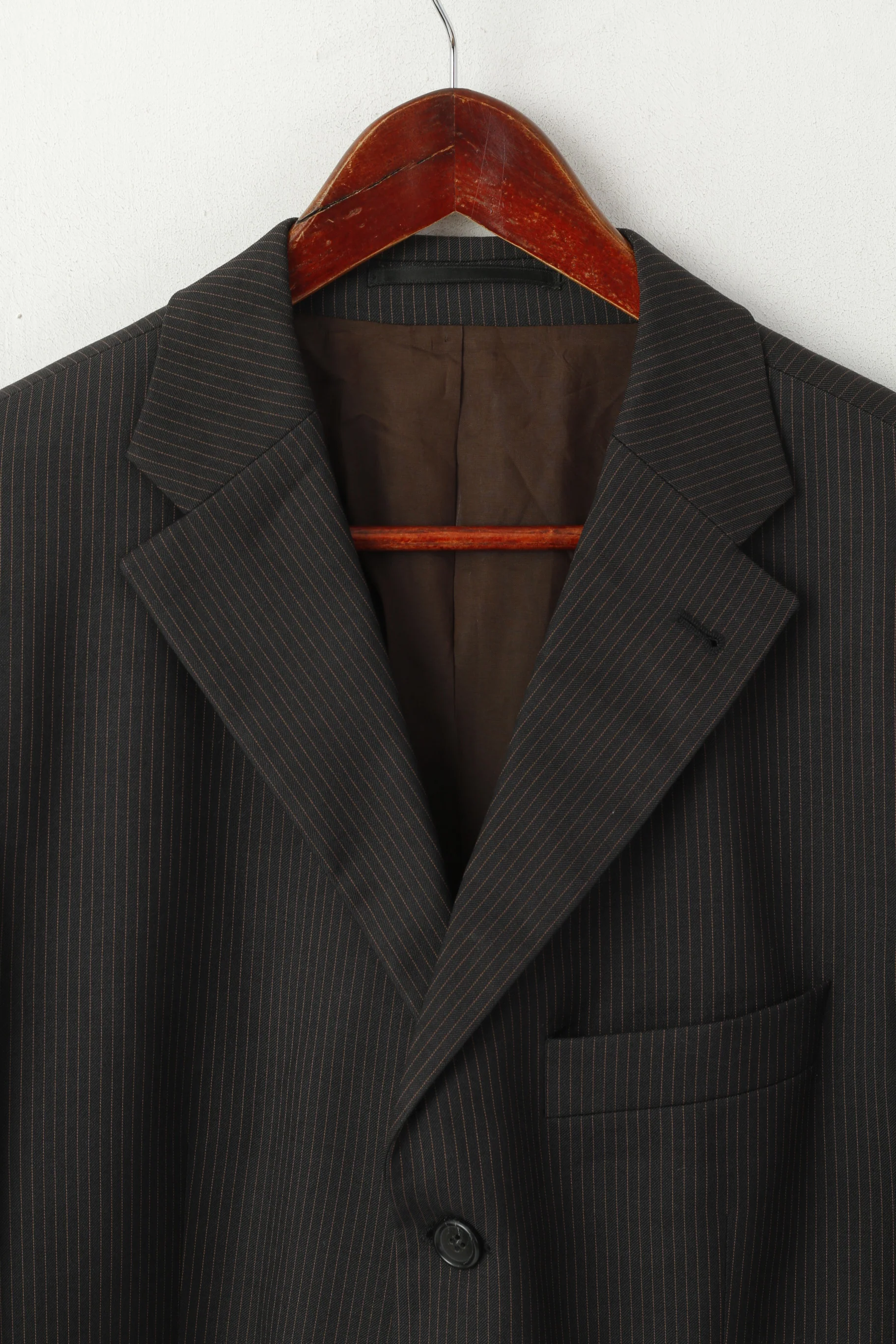 Strellson Men 98 40 Blazer Brown Striped Wool Novarta-Luigi Single Breasted Jacket - Image 2