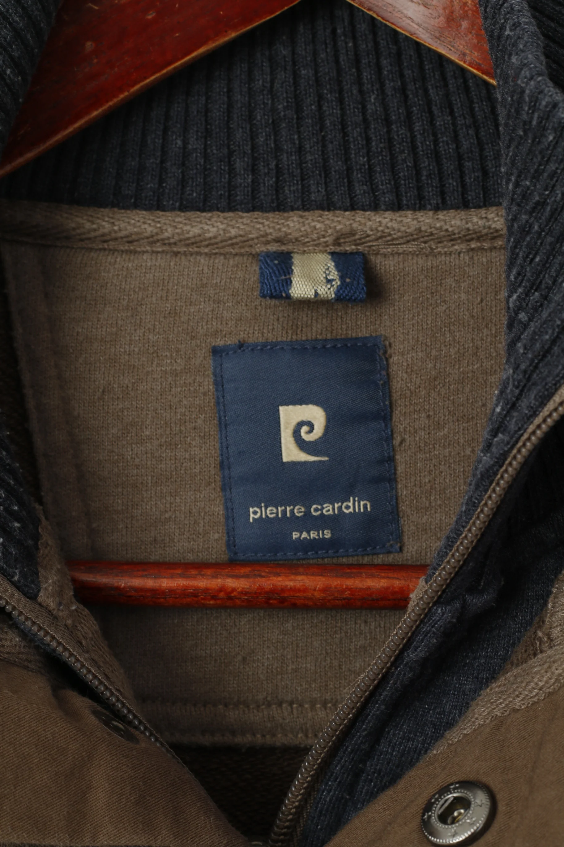 Pierre Cardin Men M Sweatshirt Brown Cotton Vintage Rugby Club Zip Neck Top - Image 4