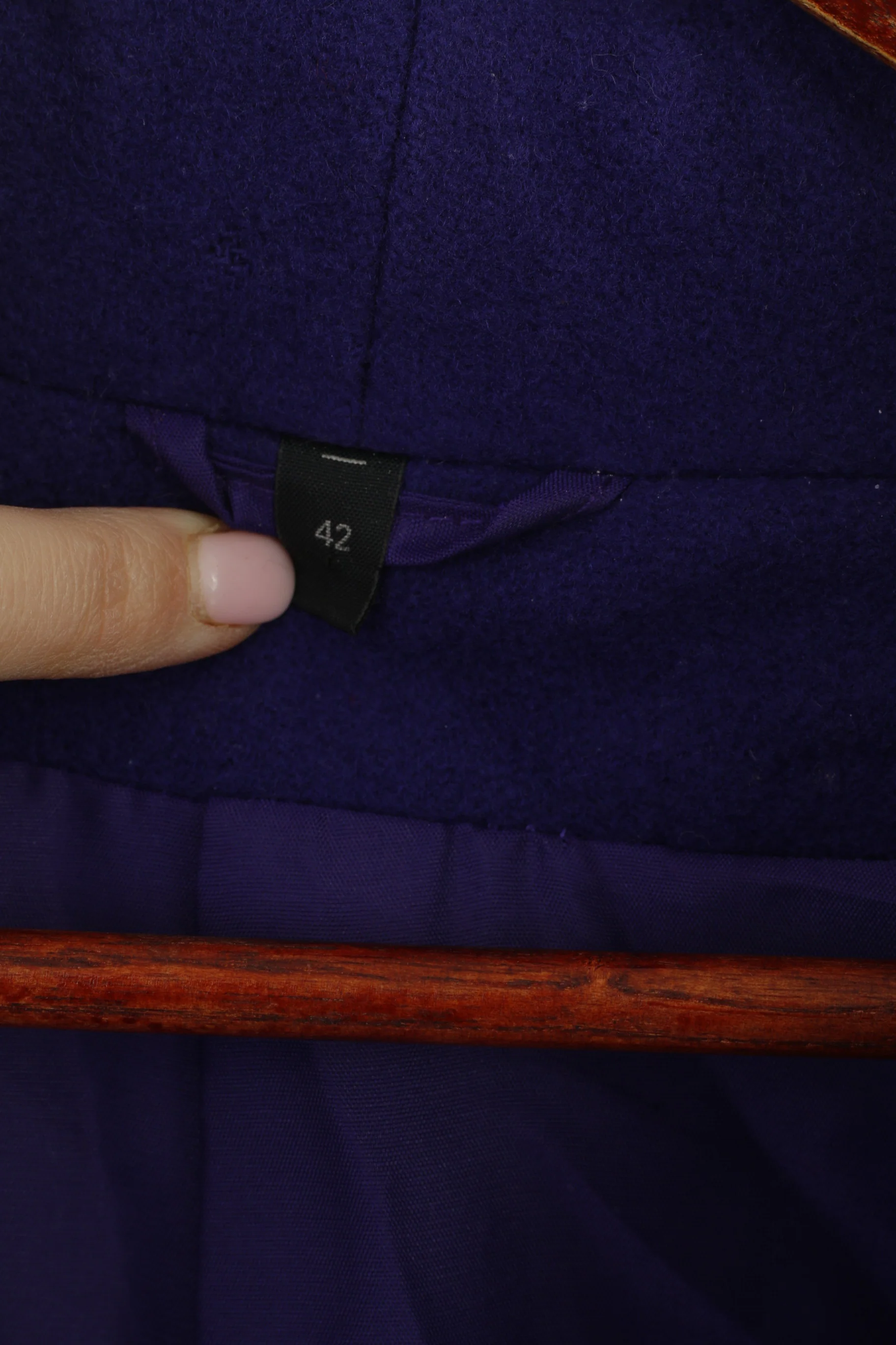 C&A Yessica Women 42 L Jacket Purple Wool Double Breasted Vintage Oversize Coat - Image 4