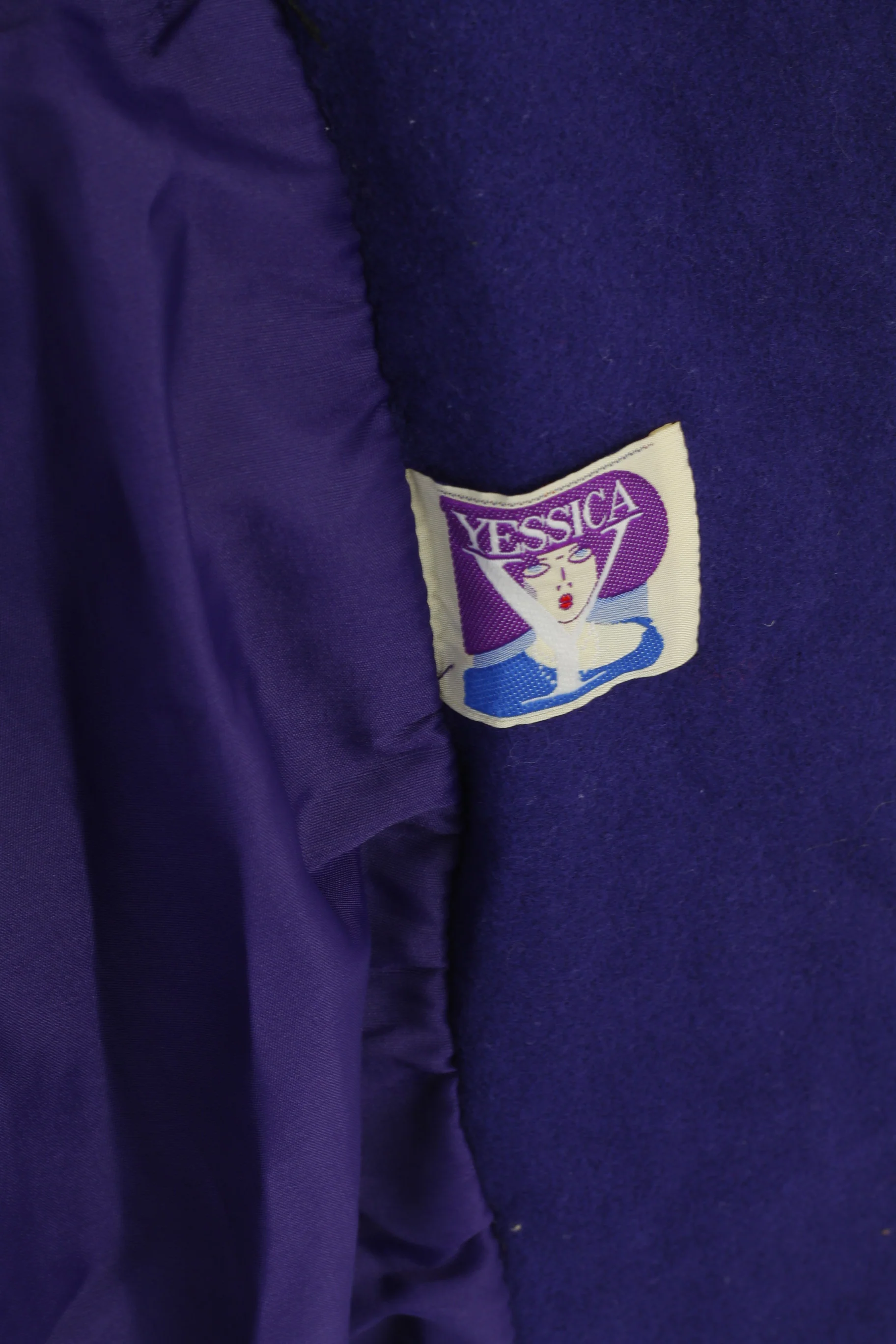 C&A Yessica Women 42 L Jacket Purple Wool Double Breasted Vintage Oversize Coat - Image 5