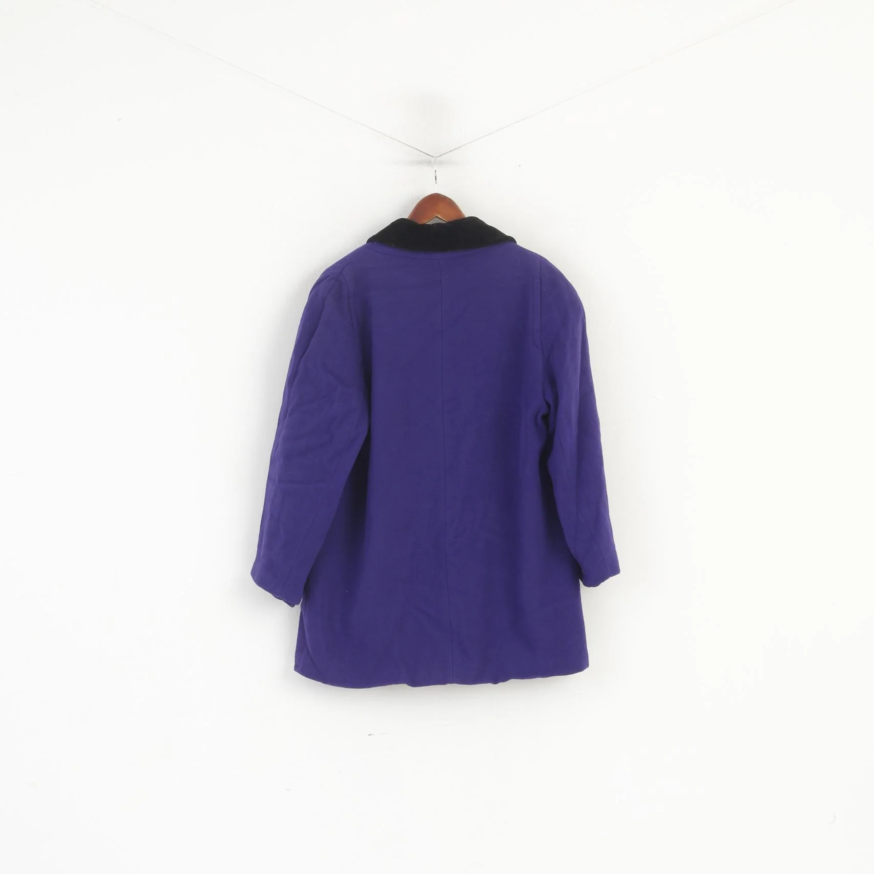 C&A Yessica Women 42 L Jacket Purple Wool Double Breasted Vintage Oversize Coat - Image 7