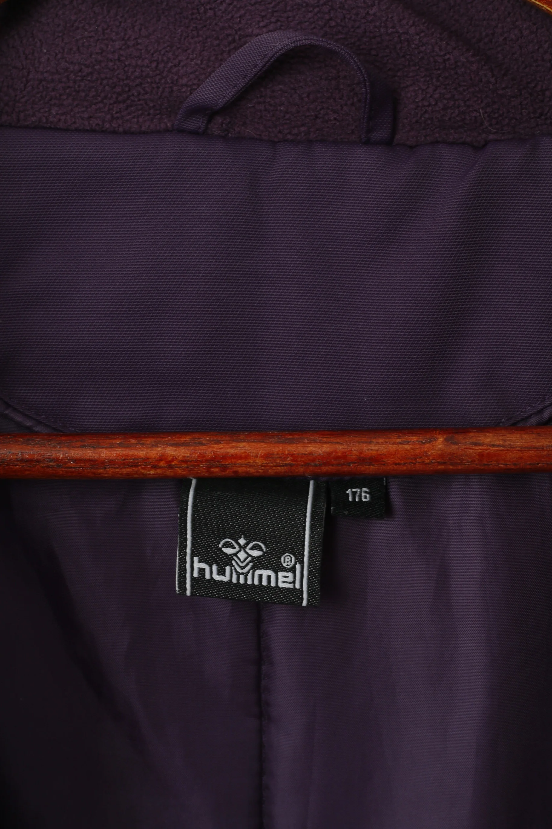 Hummel Youth Girls 176 Jacket Purple Nylon Waterproof Full Zipper Lined Bomber Top - Image 4