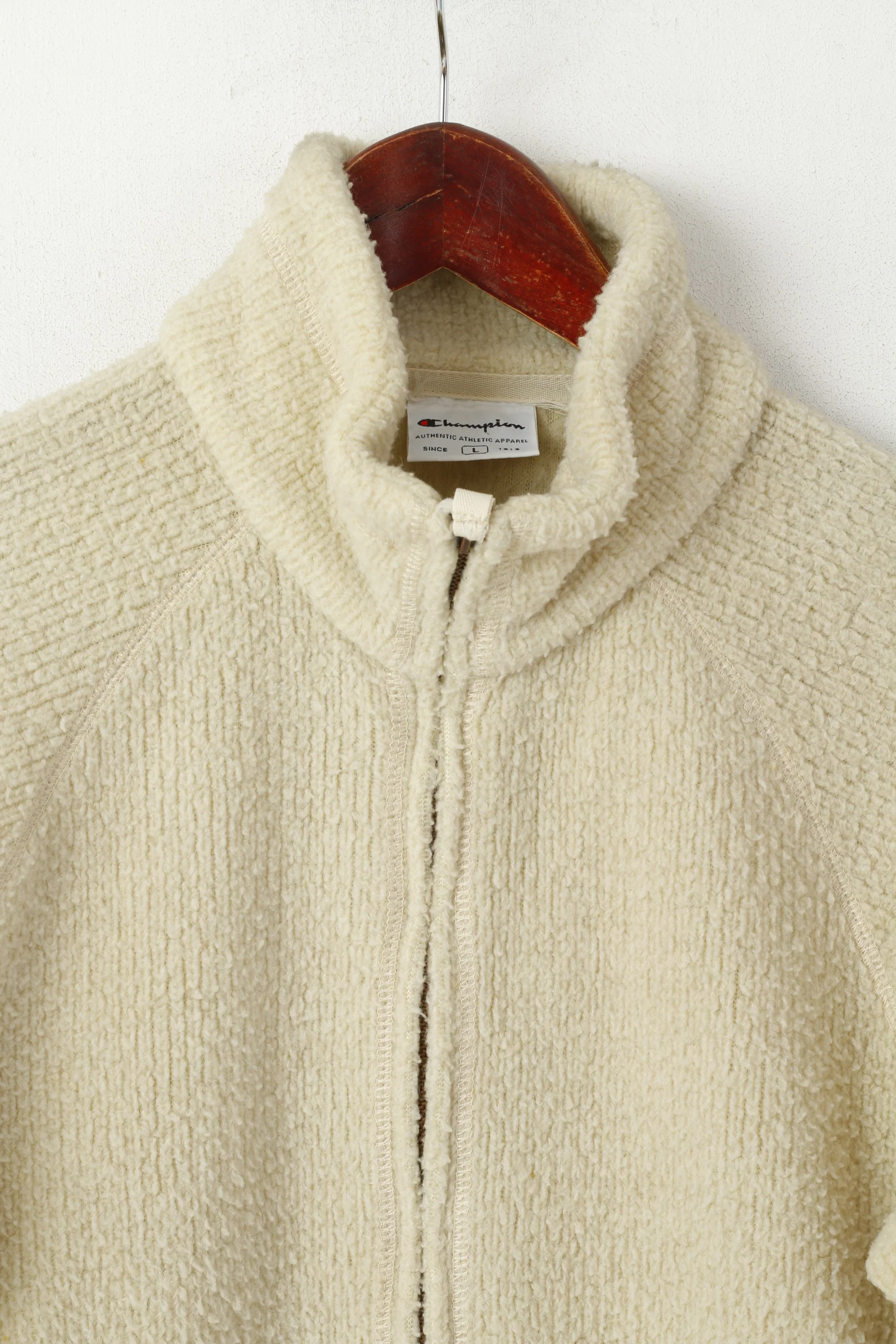 Champion Women L (M) Sweatshirt Beige Fleece Top Natural Scenic Trails retro Top - Image 2