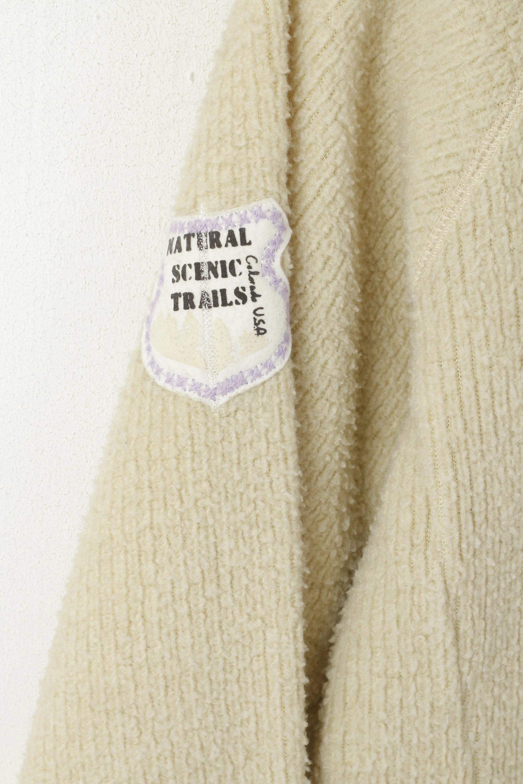 Champion Women L (M) Sweatshirt Beige Fleece Top Natural Scenic Trails retro Top - Image 6