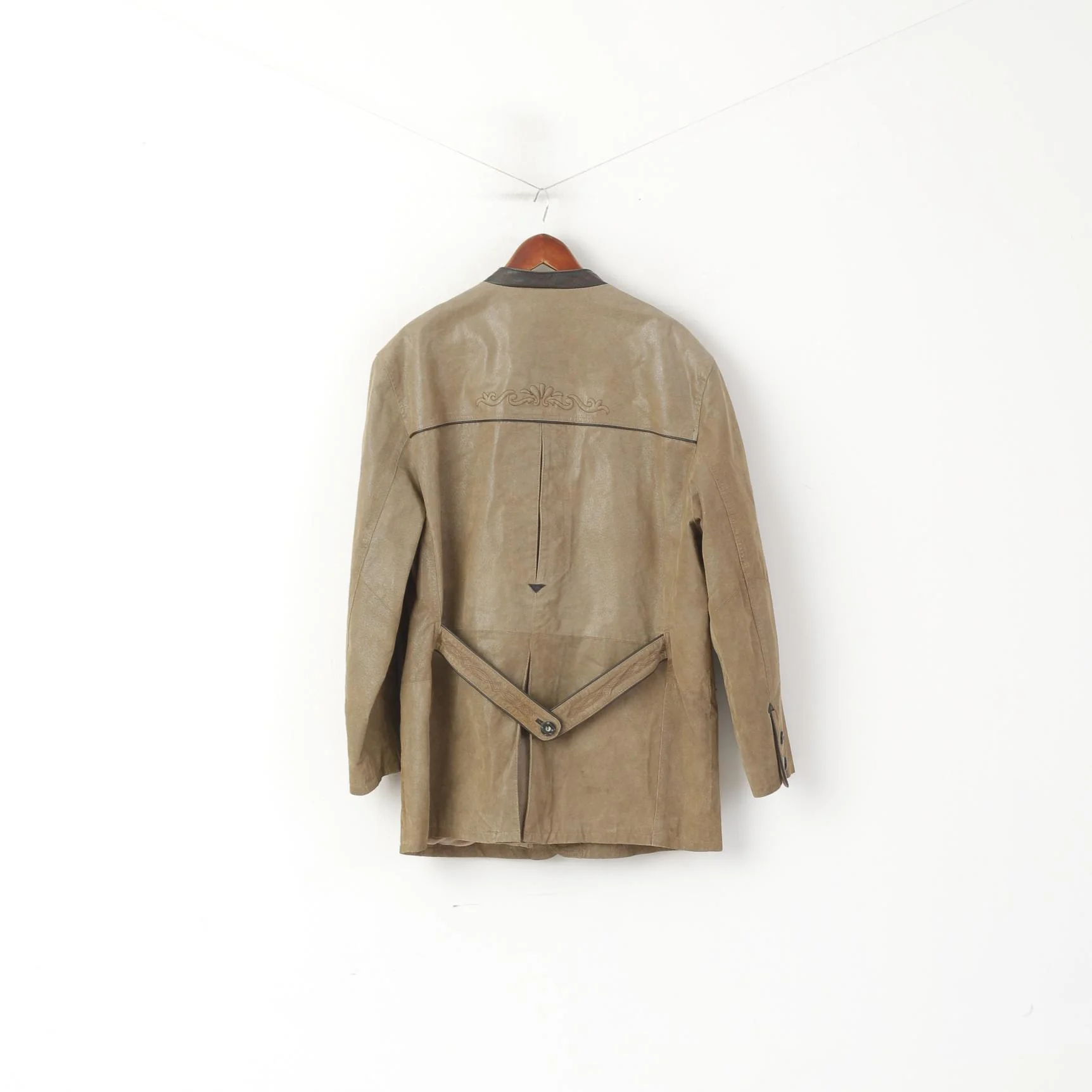 JCC Leather Company Men 56 XL Jacket Taupe Leather Tyrol Trachten Vintage Blazer - Image 7