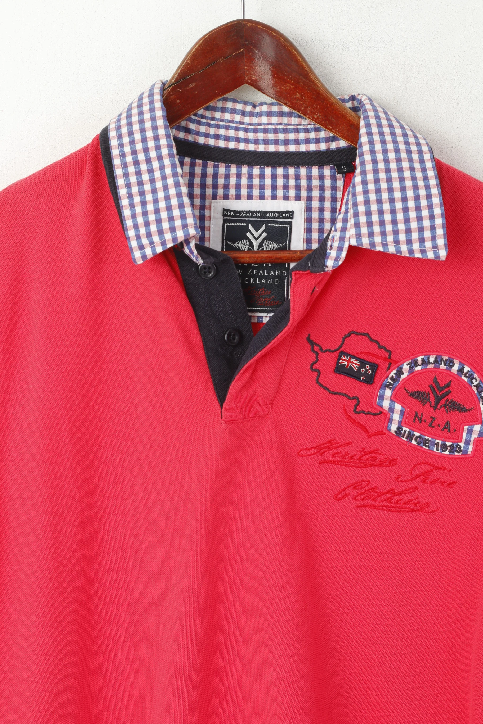 New Zealand Auckland Men S Polo Shirt Red Cotton Heritage Short Sleeve Top - Image 2
