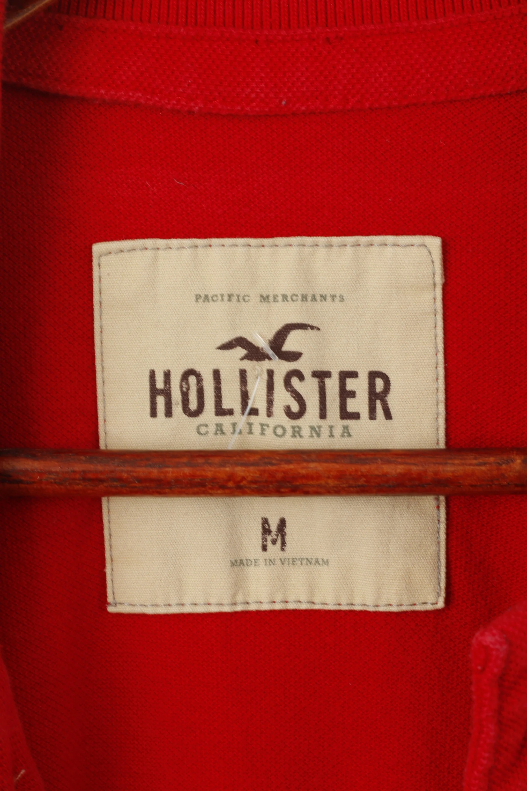 Hollister California Men M Polo Shirt Red Cotton Calif Rescue Slim Fit Top - Image 3