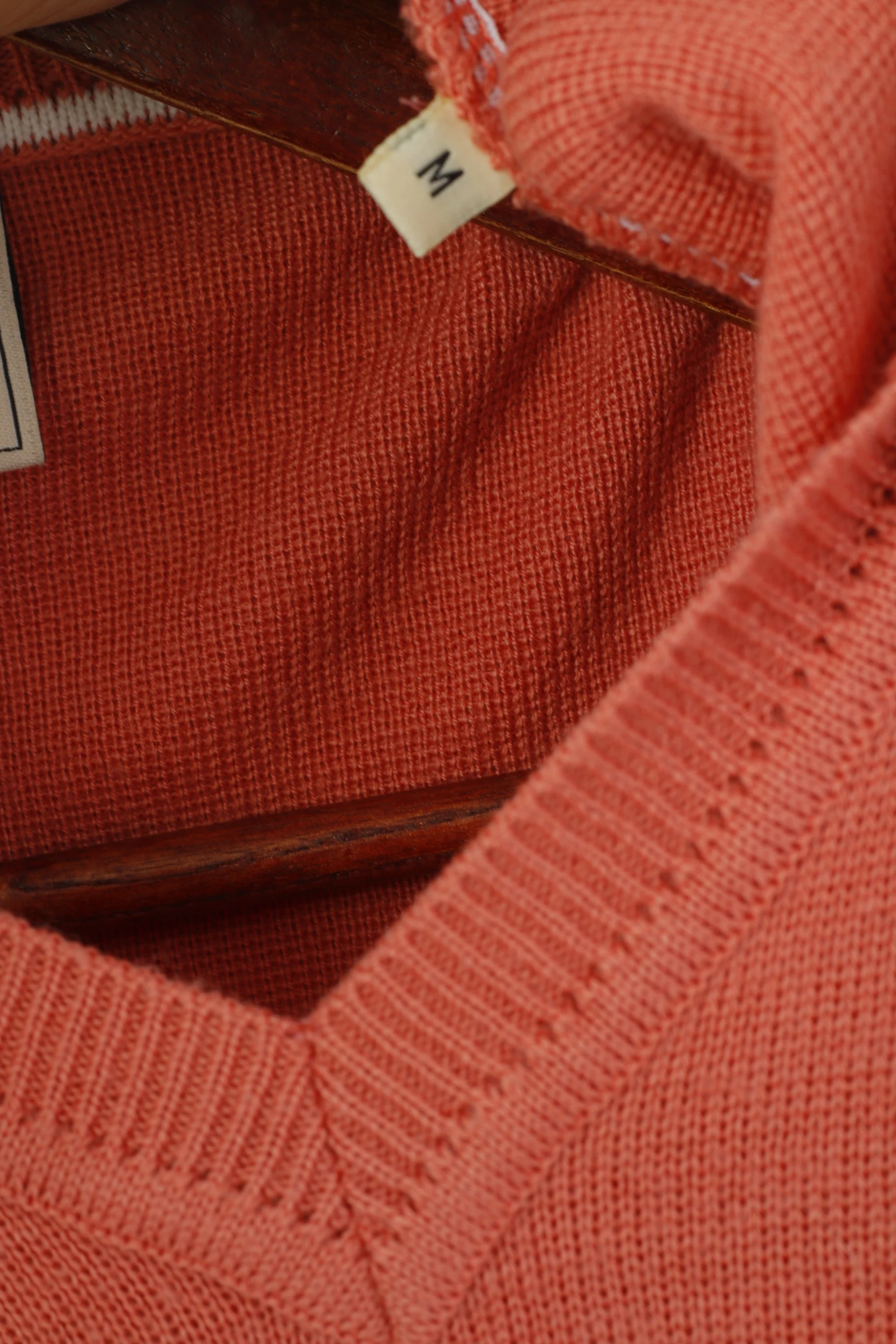 Gabicci Collezione Men M Jumper Peach Wool Blend V Neck Classic Plain Sweater - Image 6