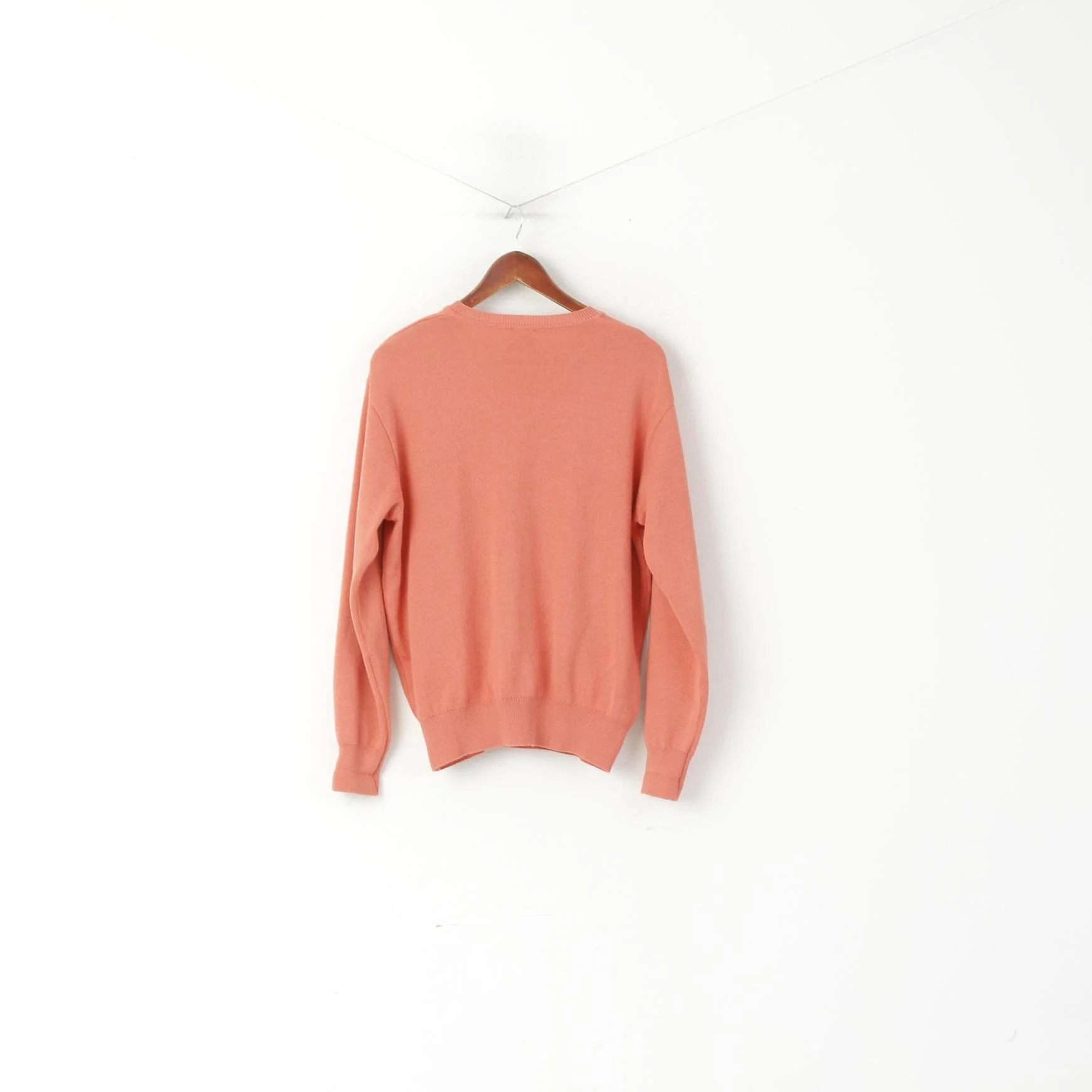 Gabicci Collezione Men M Jumper Peach Wool Blend V Neck Classic Plain Sweater - Image 8