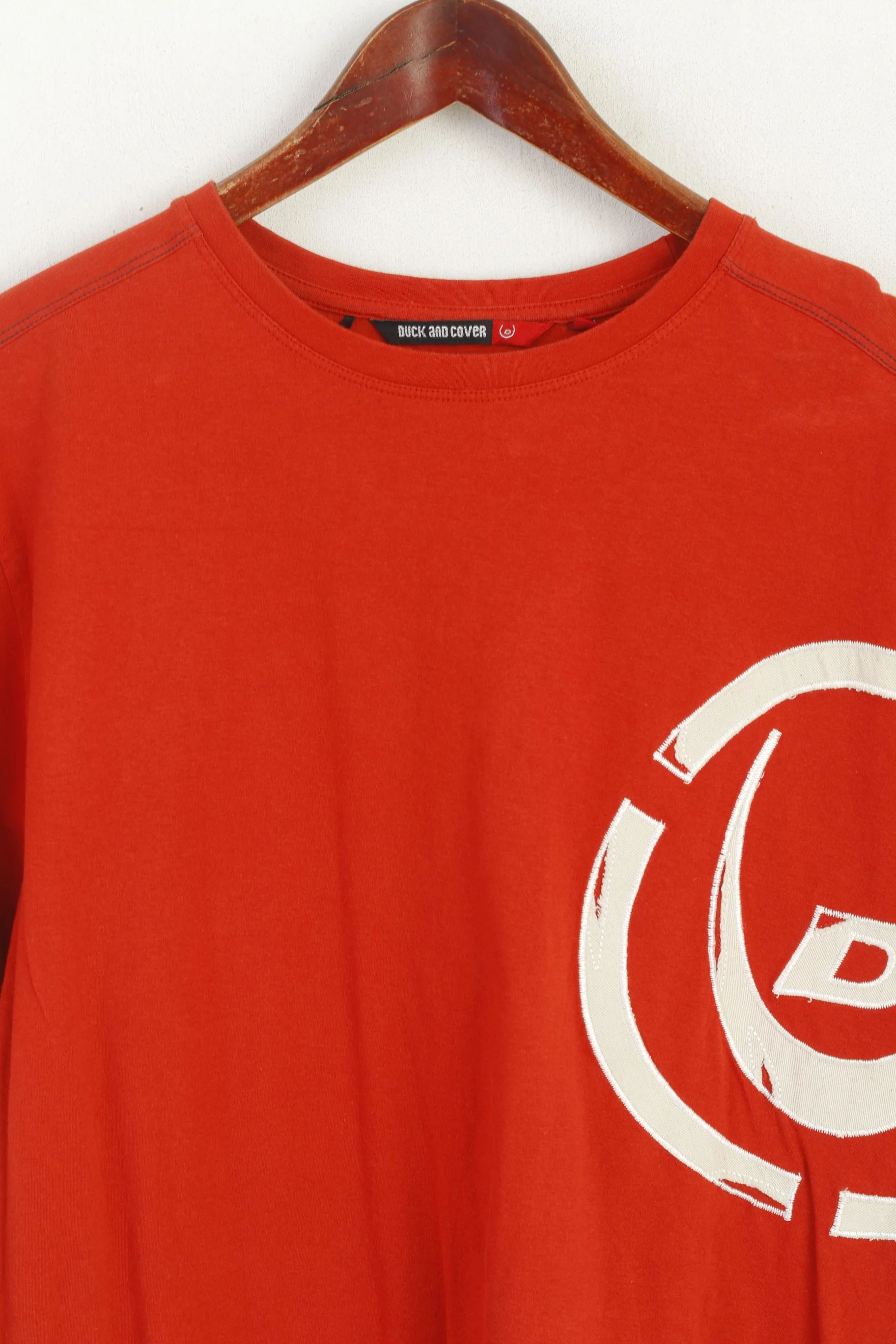 Duck And Cover Men XL T- Shirt Orange Cotton Crew Neck Classic Sport Top - Image 2