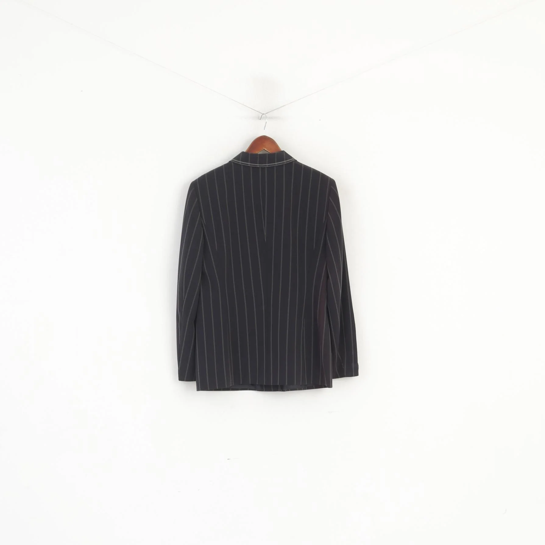 Gerry Weber Women 14 40 Blazer Black Striped Shoulder Pads Classic Jacket - Image 6