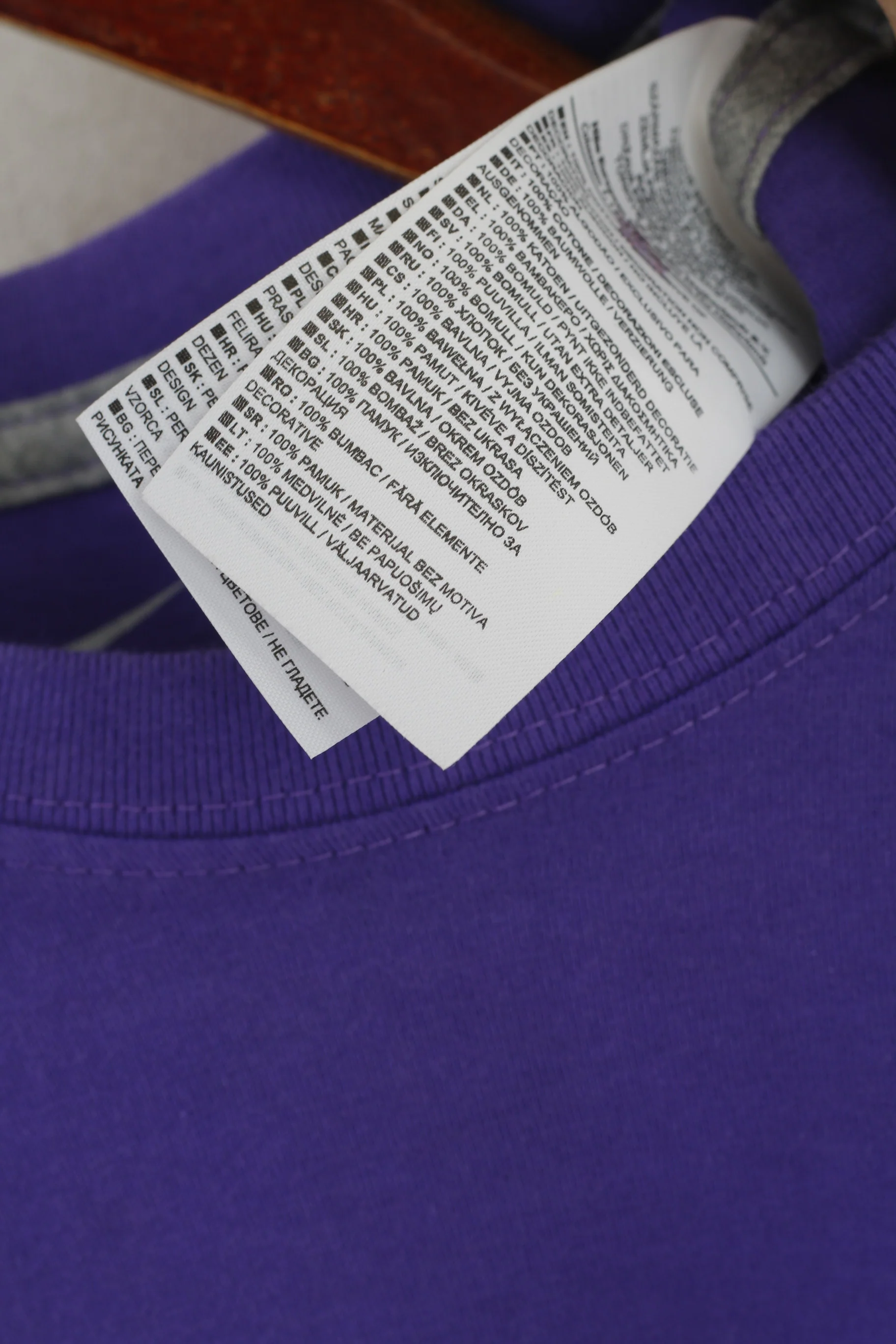 Nike Men L Shirt Purple Cotton Graphic Just Do It Standard Fit Sport Top - Image 5