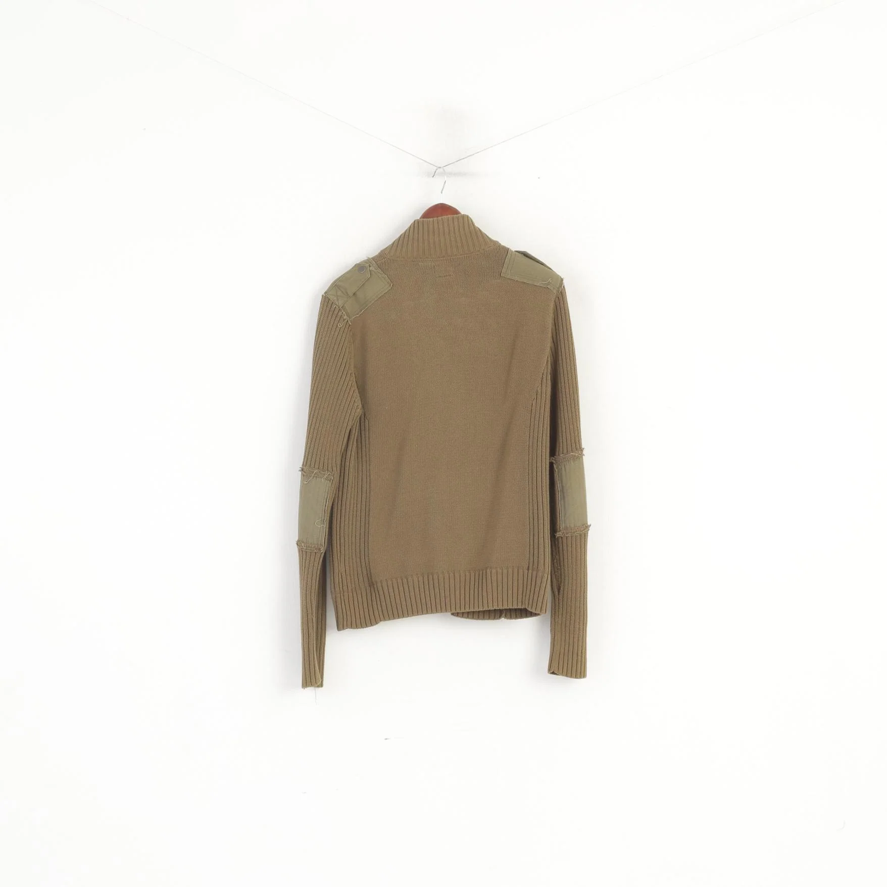 Triple Five Soul Men S Cardigan Khaki Cotton Military Army Full Zip Sweater - Image 7