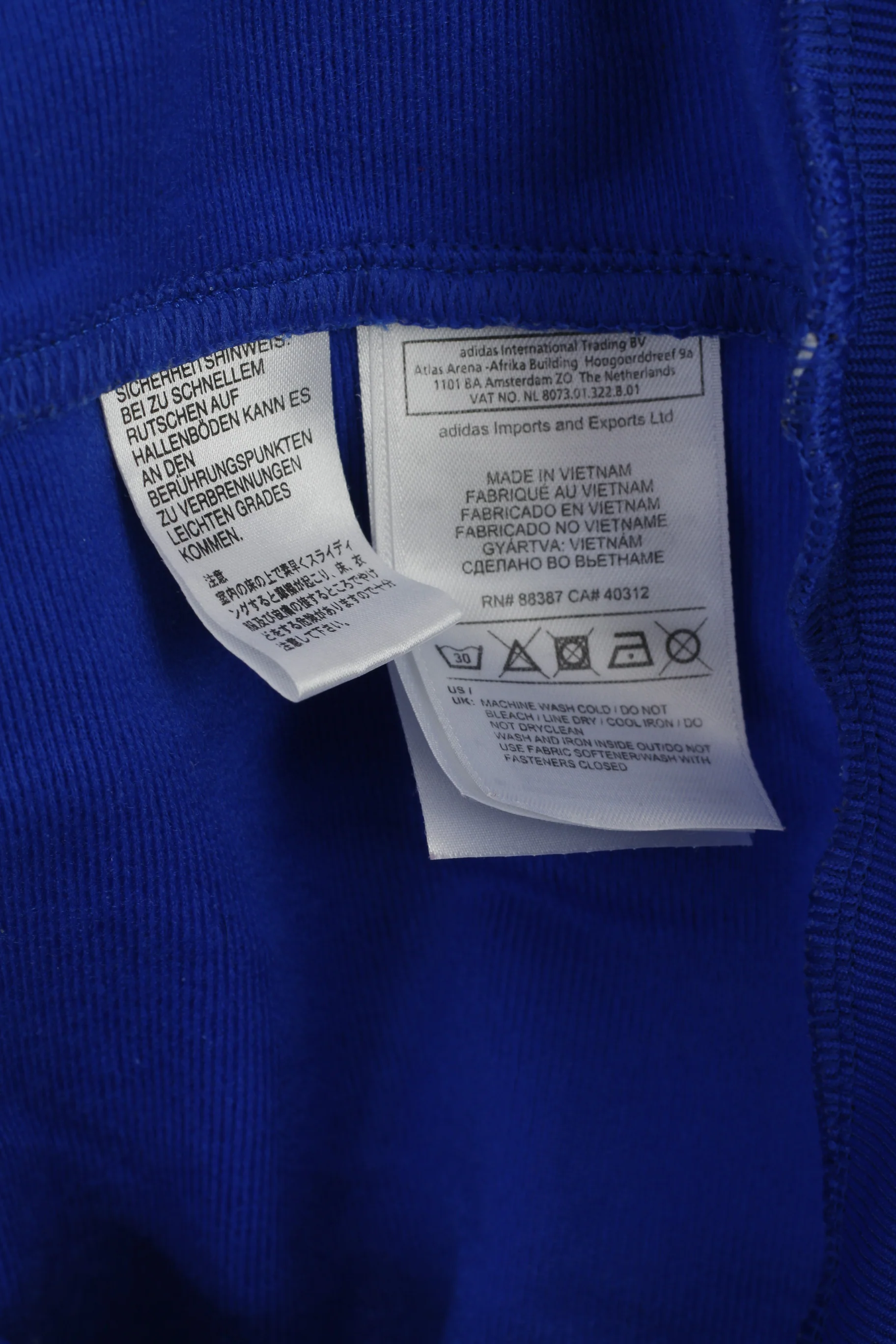 Adidas Men 42/44 L Sweatshirt Blue Shiny Vintage Full Zipper Sport Traning Top - Image 6