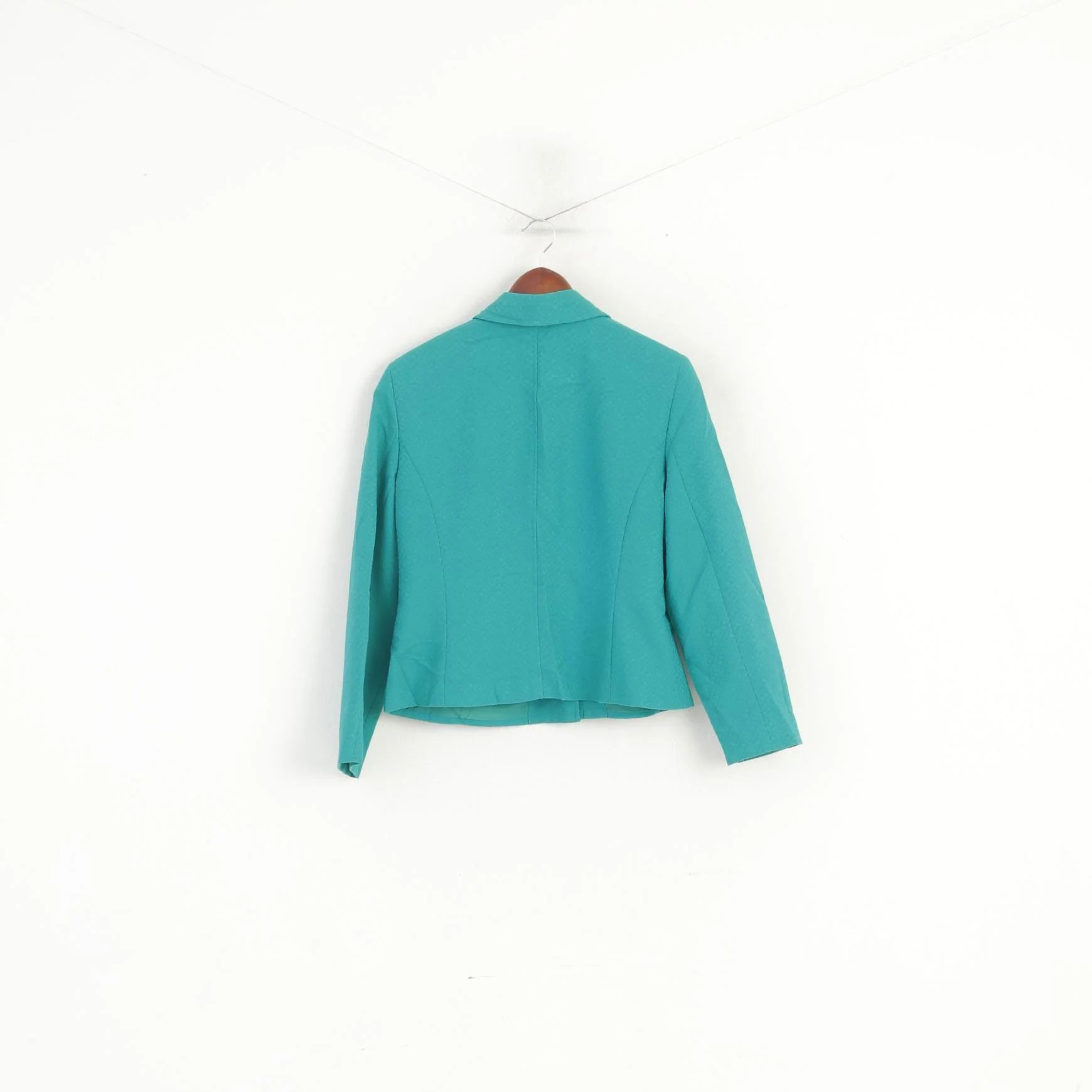 Rena Rowan Women 14 Petite Blazer Green Cotton Retro Cropped Stretch Top - Image 6
