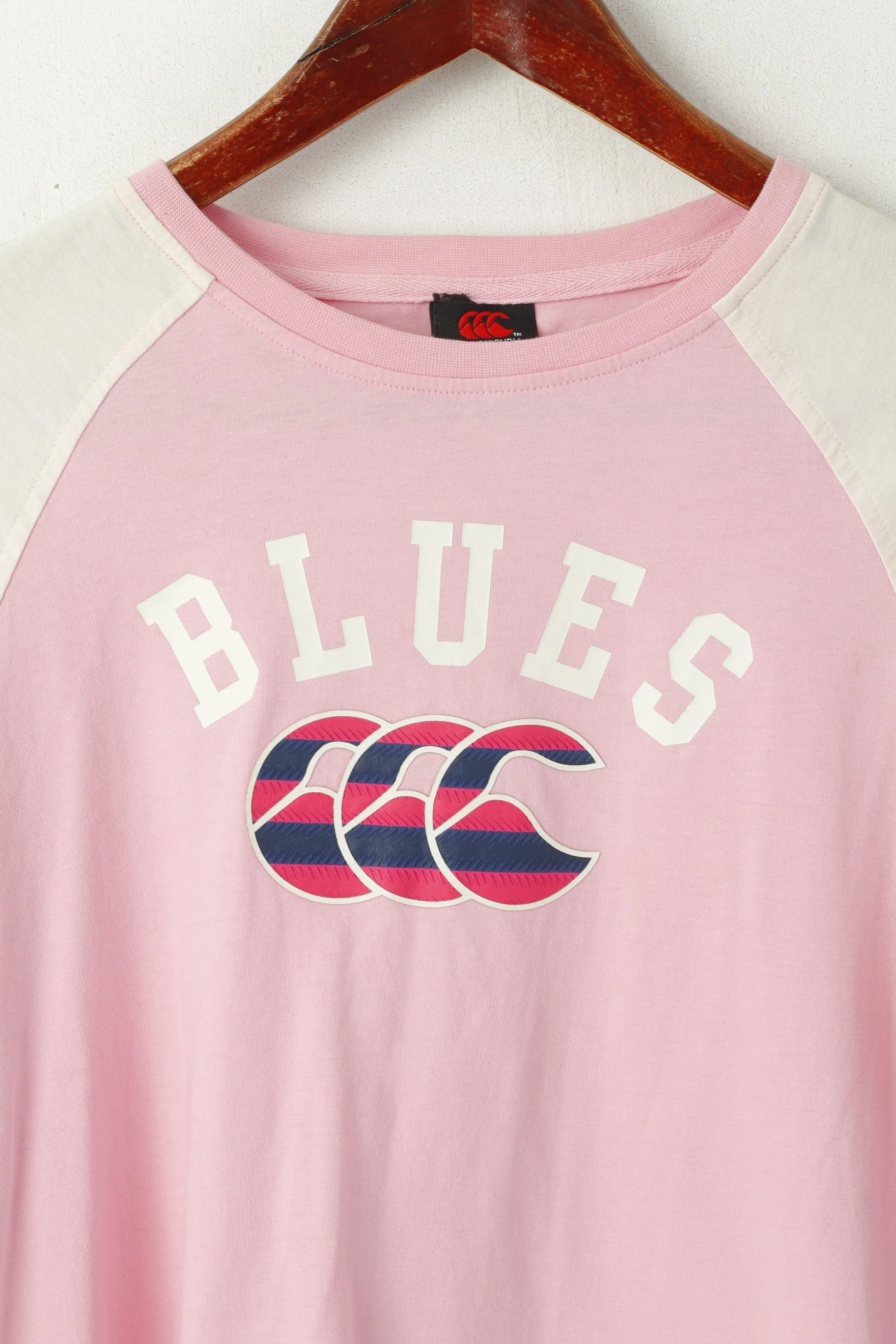 Canterbury Of New Zealand Youth 14 Age Shirt Pink Cotton Blues Cardiff Rugby Top - Image 2