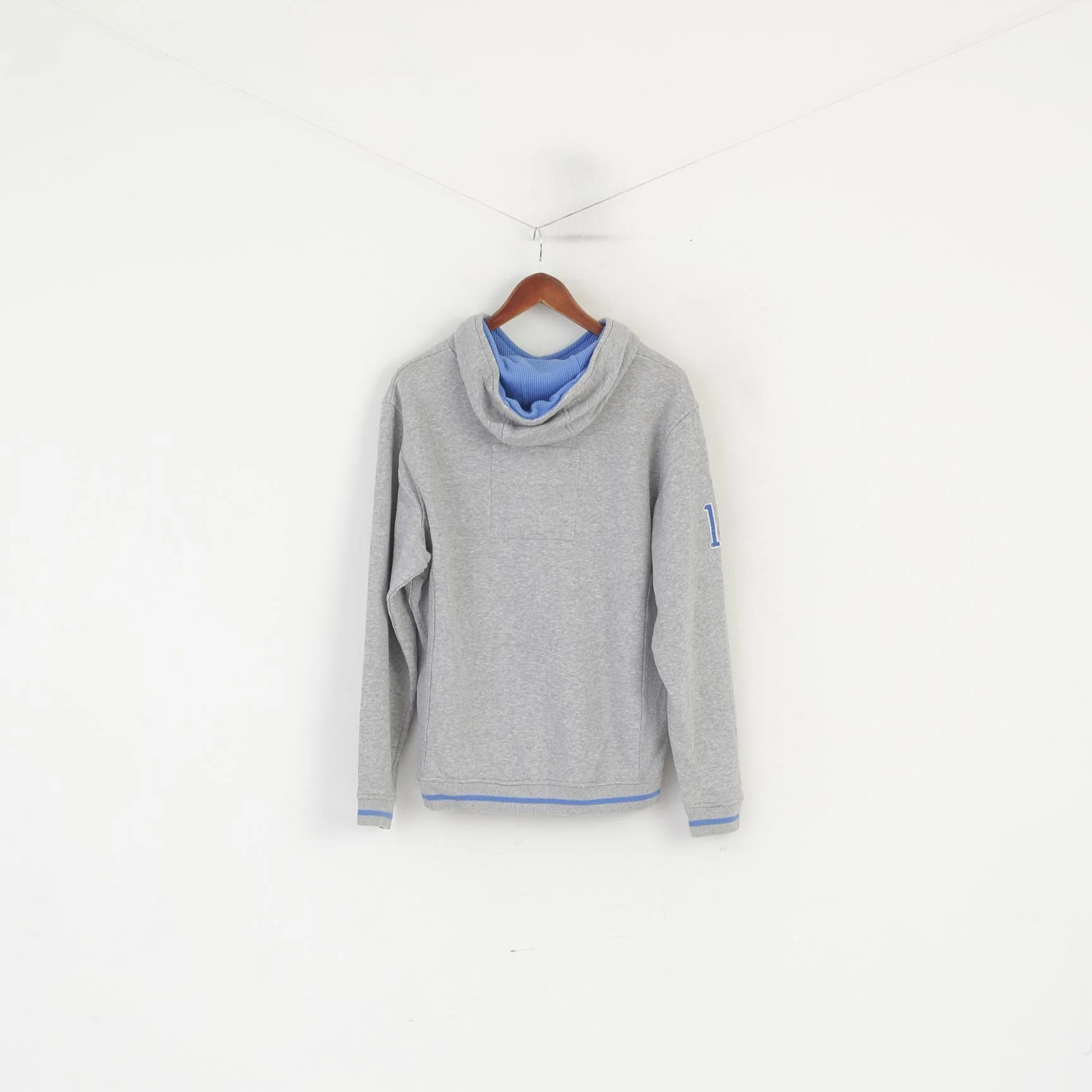 Champion Men M Sweatshirt Grey Cotton Vintage Kangaroo Pocket Hoodie Top - Image 6