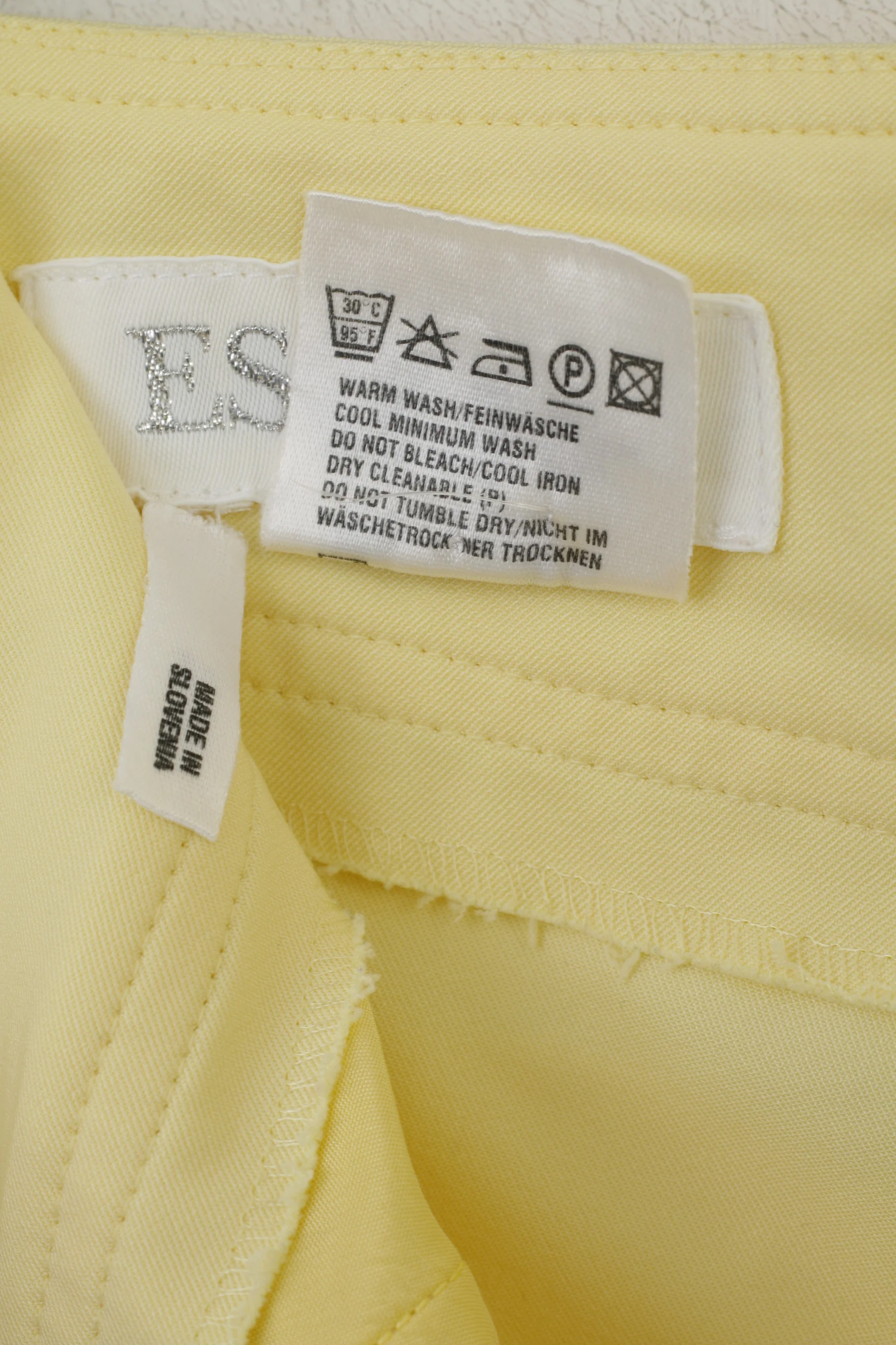 Escada Women 38 Trousers Yellow Nylon Stretch Summer Straight Leg Pants - Image 5
