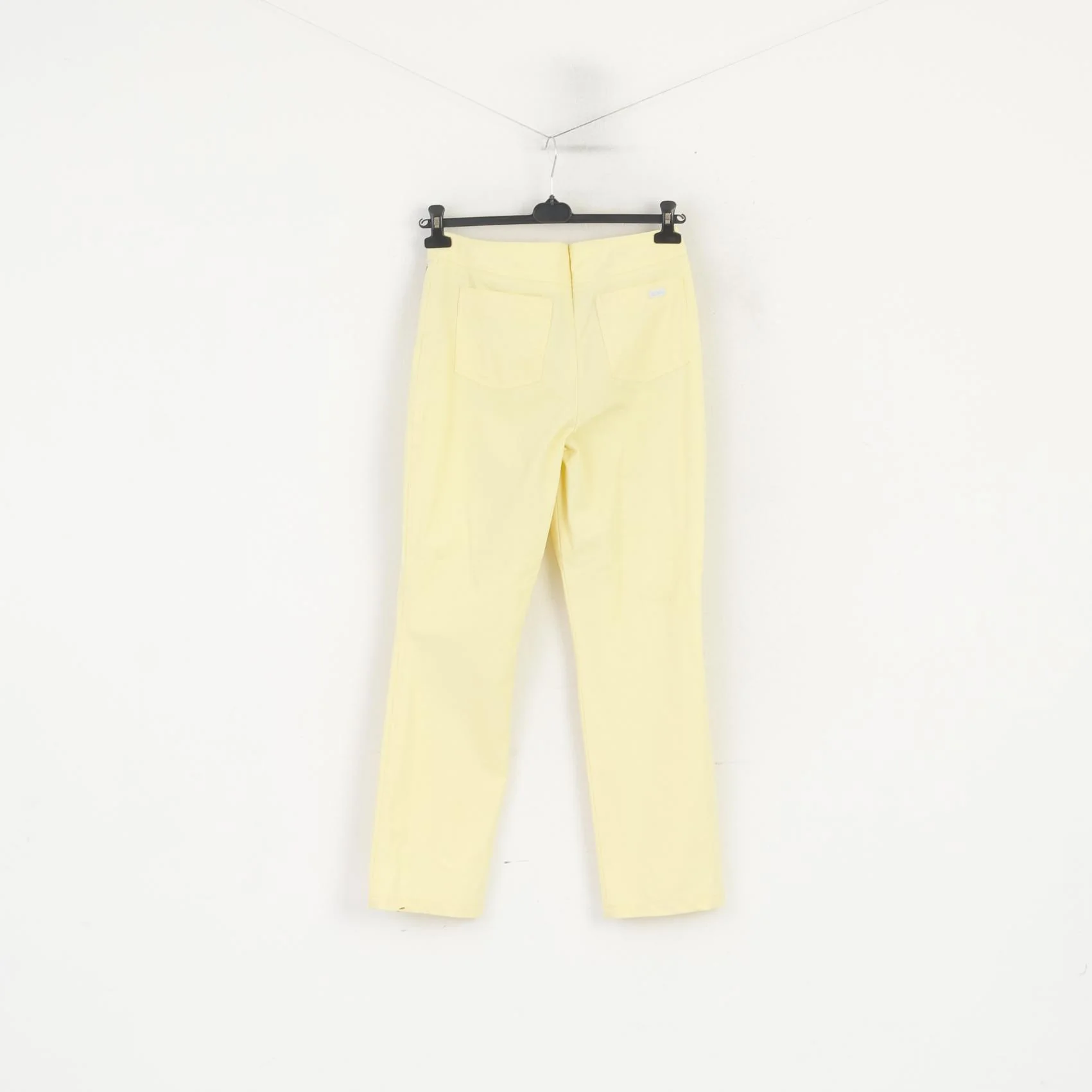 Escada Women 38 Trousers Yellow Nylon Stretch Summer Straight Leg Pants - Image 6