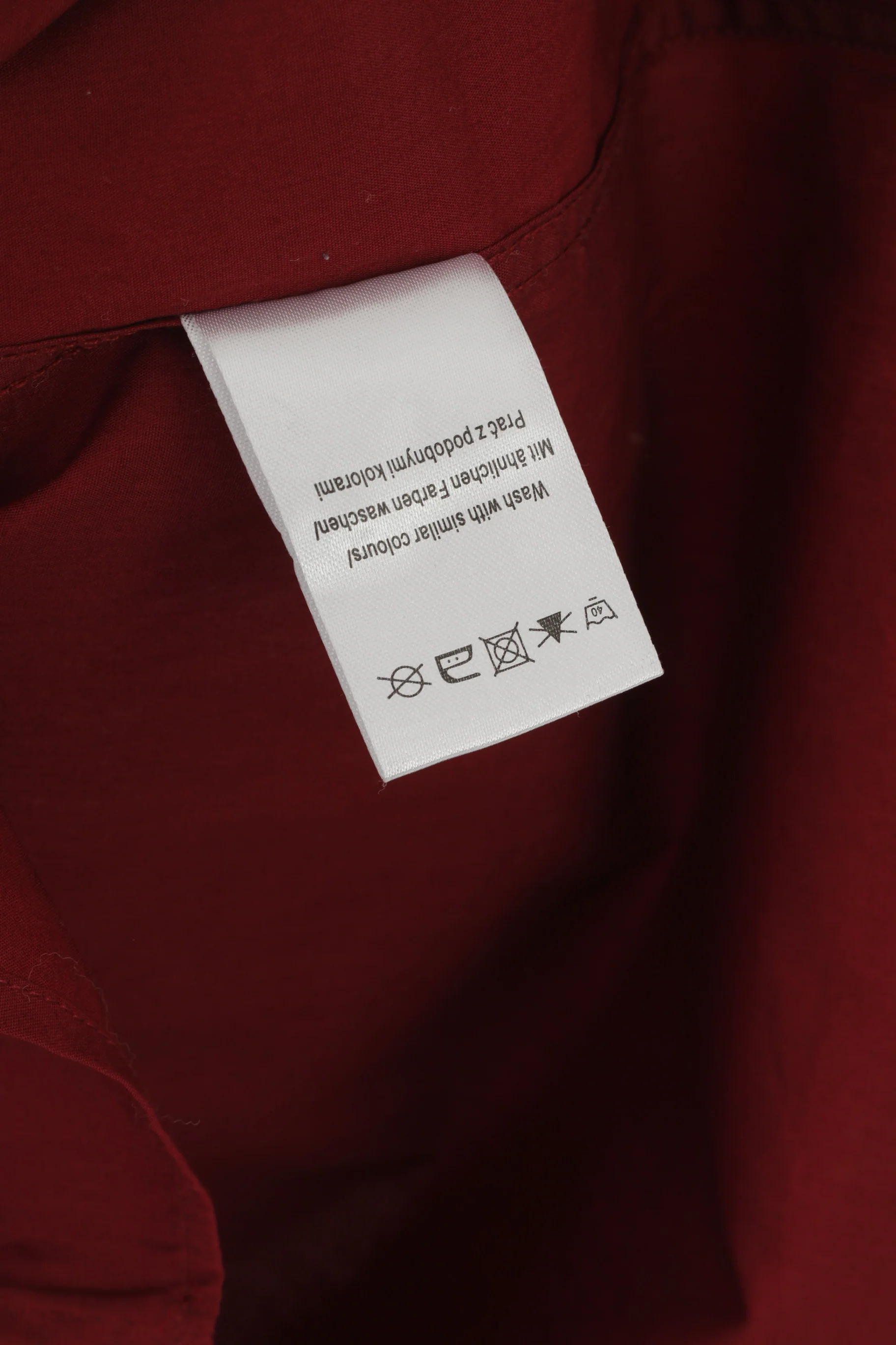 Nigel Hall Men L Casual Shirt Burgundy Cotton Long Sleeve Plain Slim Fit Top - Image 5
