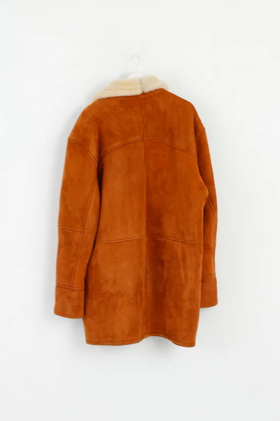 Vintage Womens 42 XXL Jacket Brown Leather Sheep Fur Heavy Warm Top - Image 6