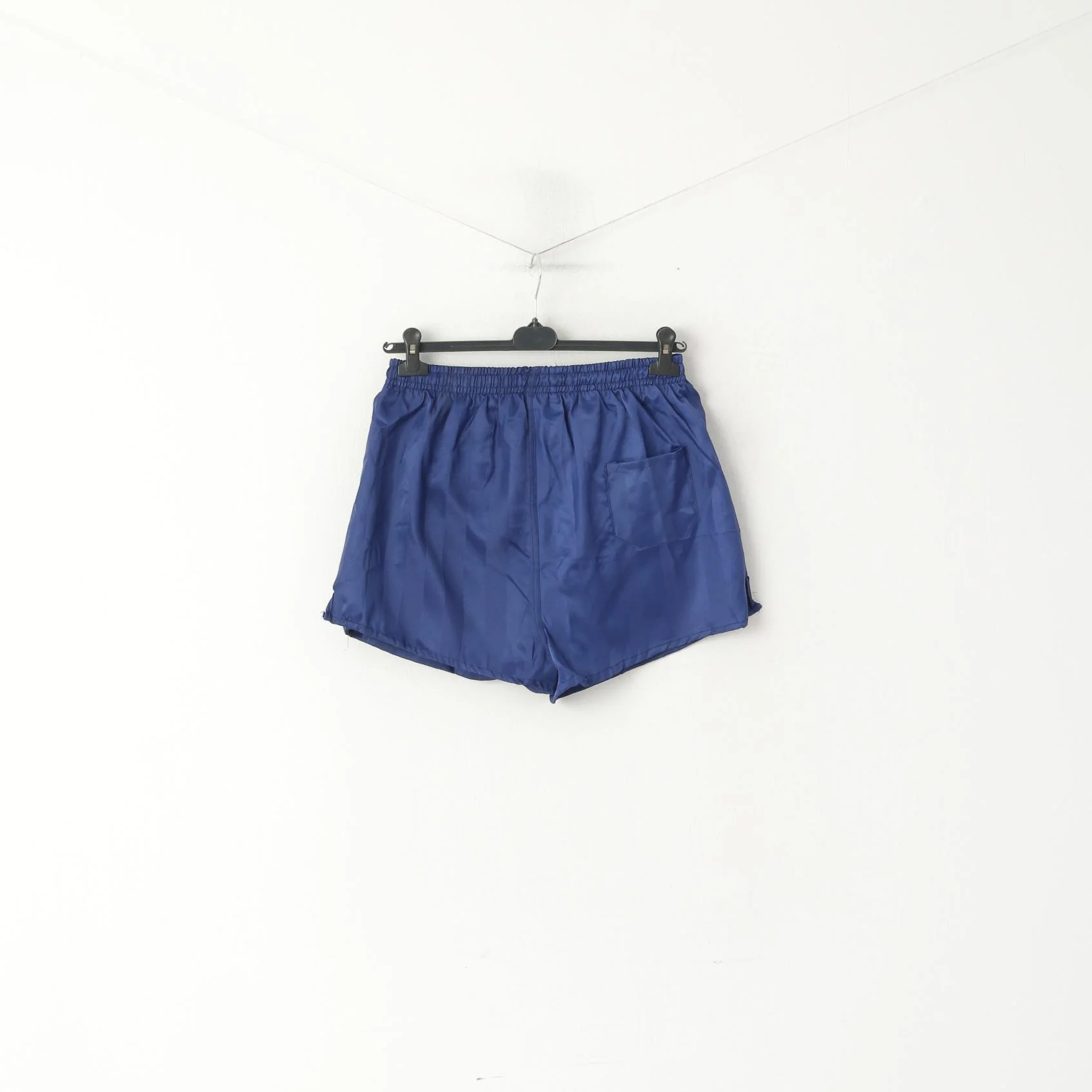 Vintage Men 9 L Shorts Navy Striped Shiny Training Gym Run Sportswear - Image 5