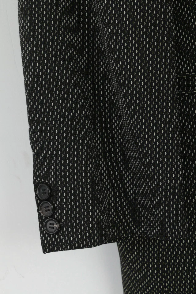 Hugo Boss Mens 52 Blazer Black Gold Wool Stretch Single Breasted Einstein Jacket - Image 4
