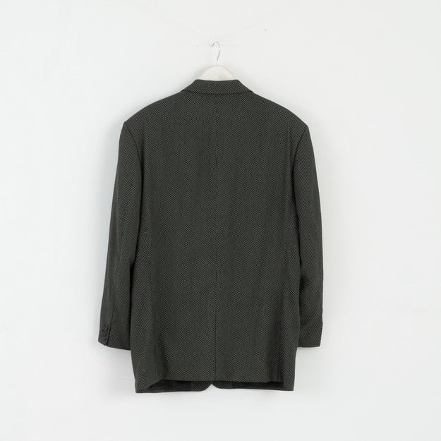 Hugo Boss Mens 52 Blazer Black Gold Wool Stretch Single Breasted Einstein Jacket - Image 7
