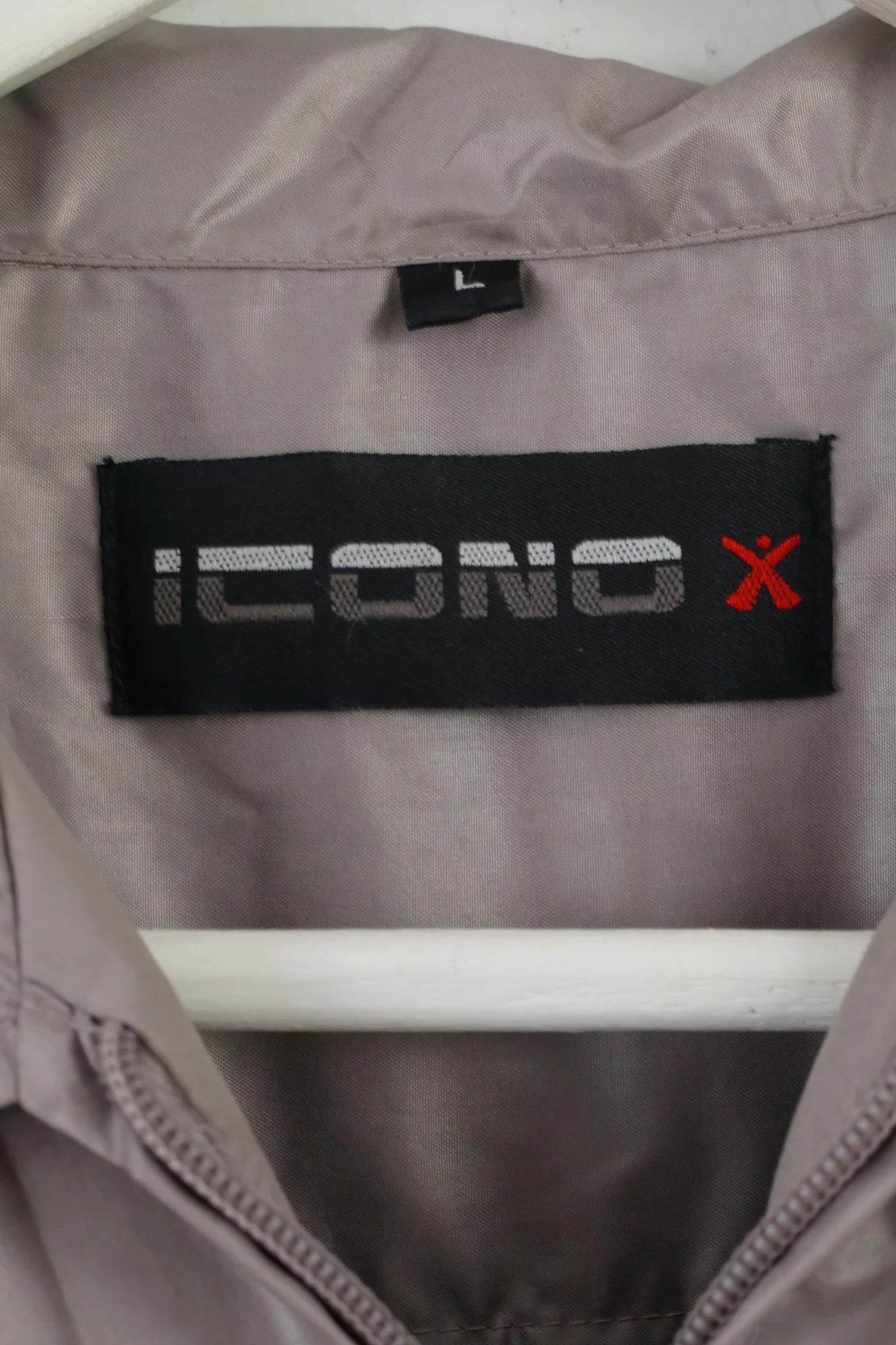 ICONO Mens L Casual Shirt Frost Grey Shiny Full Zipper Disco Top - Image 3