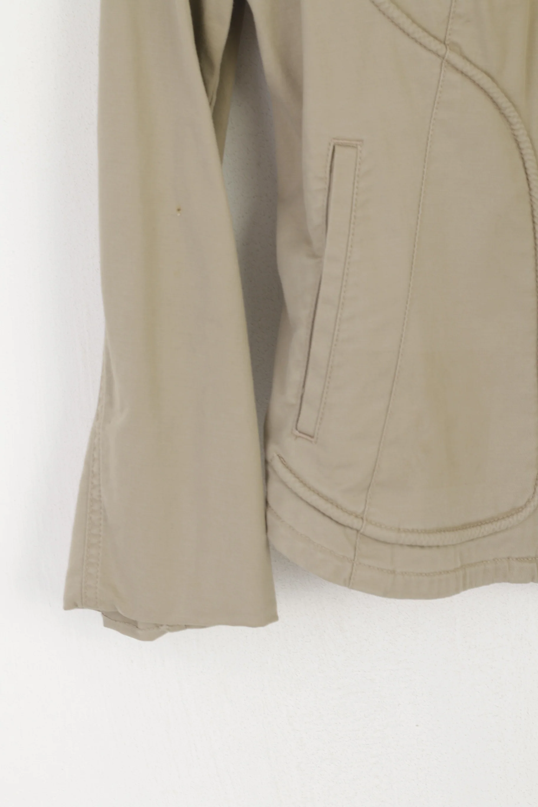 DKNY Women 8 S Jacket Khaki Cotton Cropped Zip Up Lightweight Casual Top - Image 3